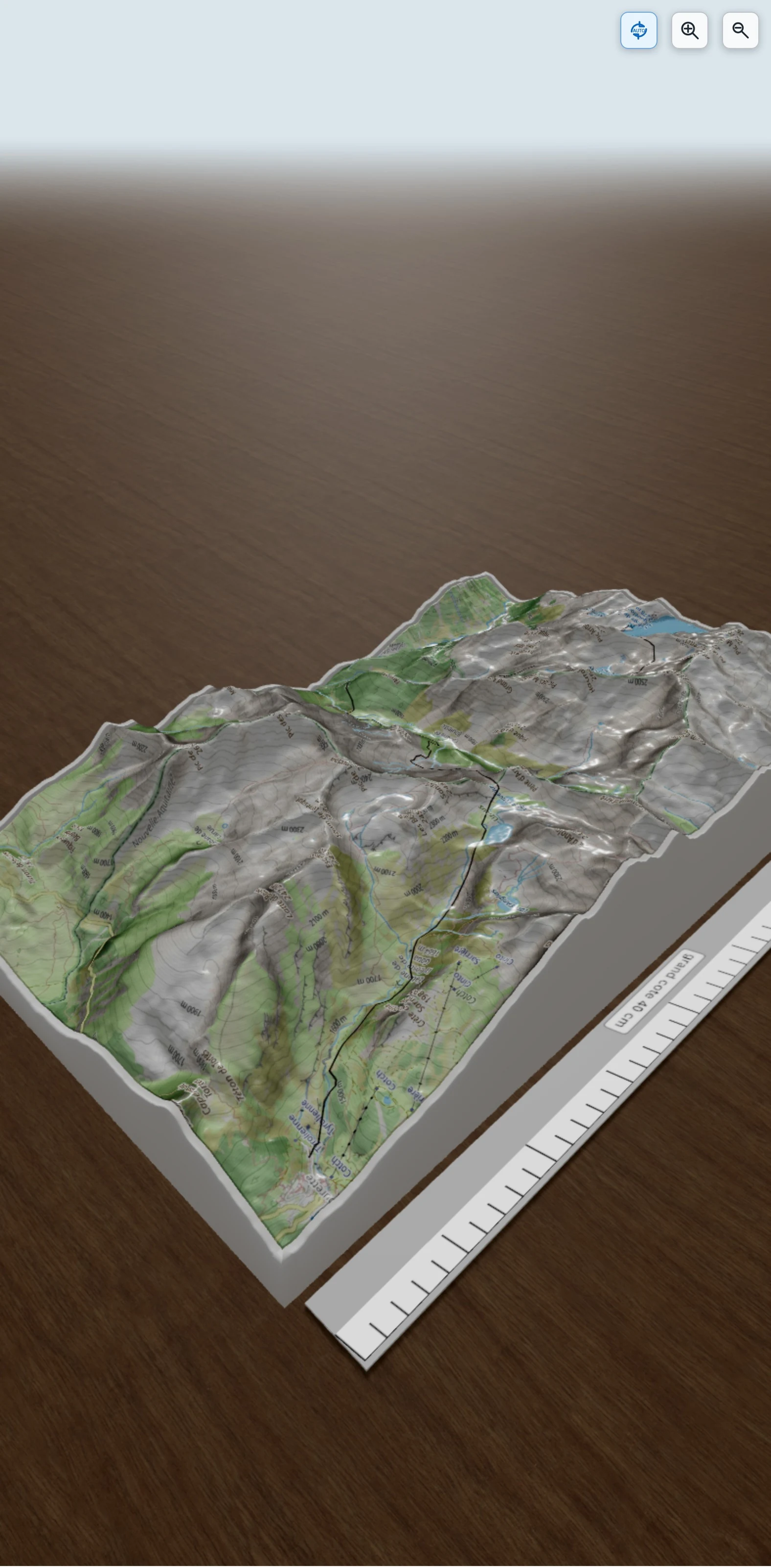 Carte en relief 3D de deuxieme etape gourette balaitous, avec relief topographique