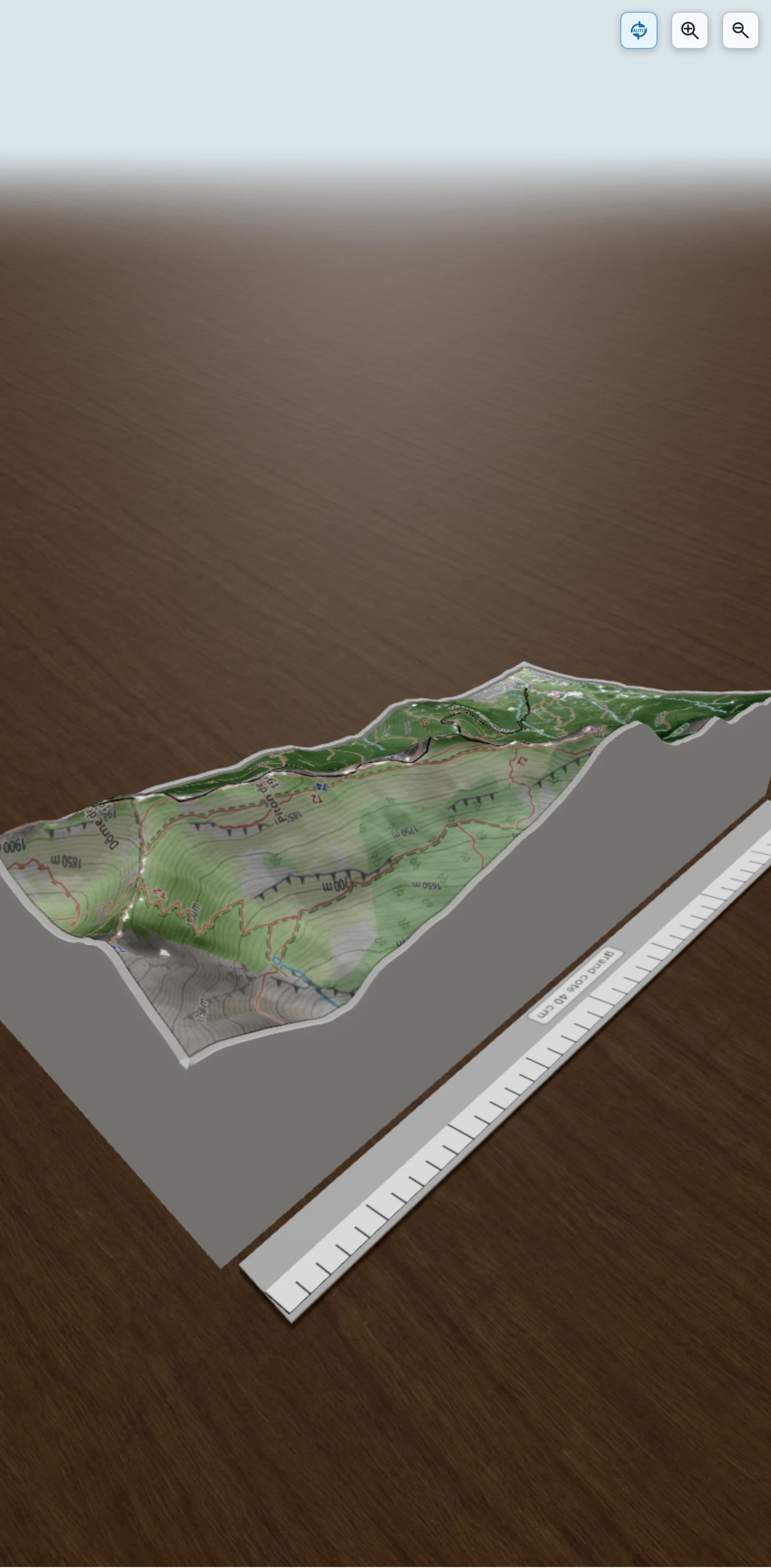 Carte en relief 3D de Dome de Bellefont par le Passage Galy (Chartreuse), avec relief topographique