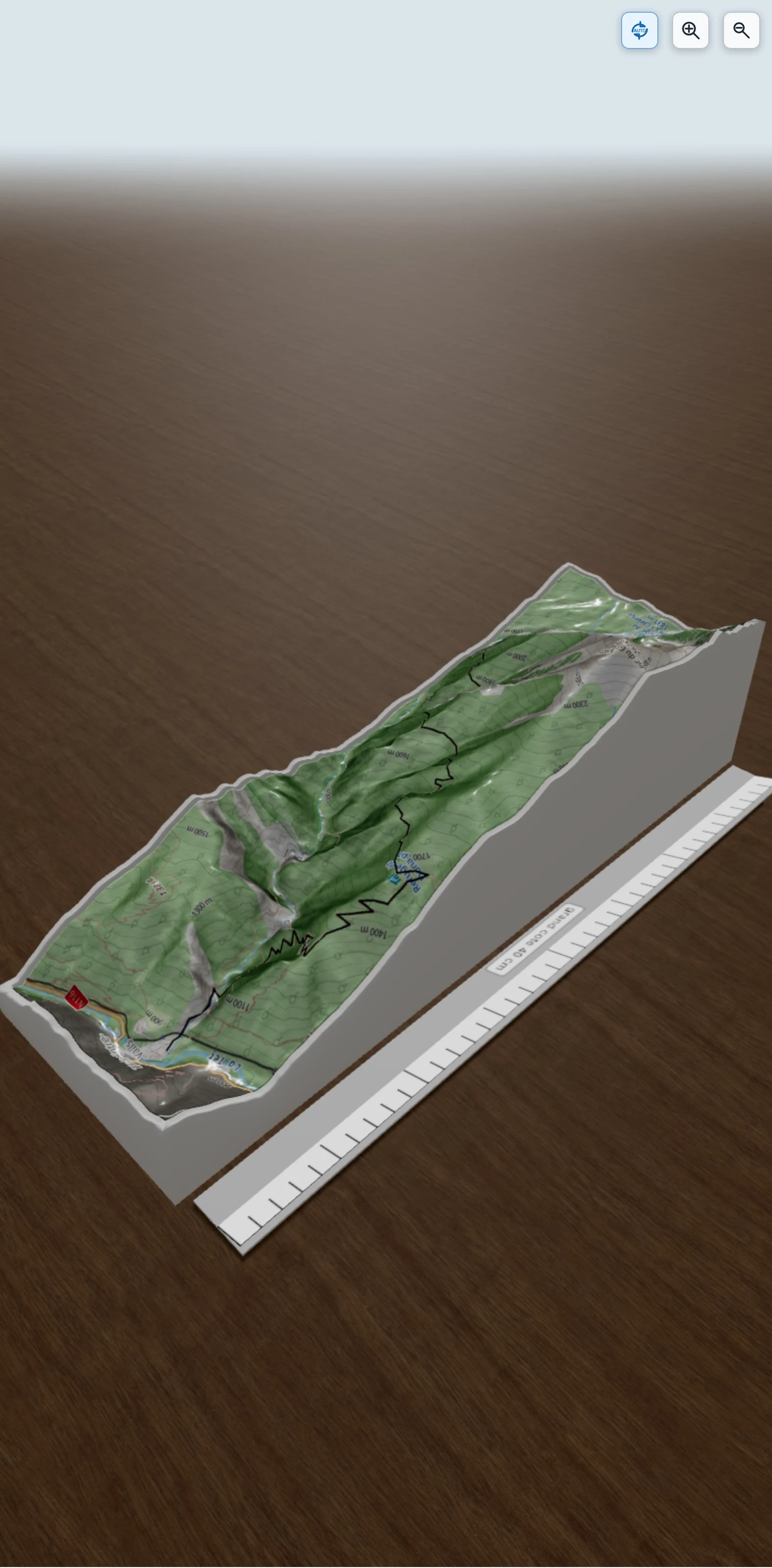 Carte en relief 3D de Du parking de Thues au refuge de la Caranca, avec relief topographique