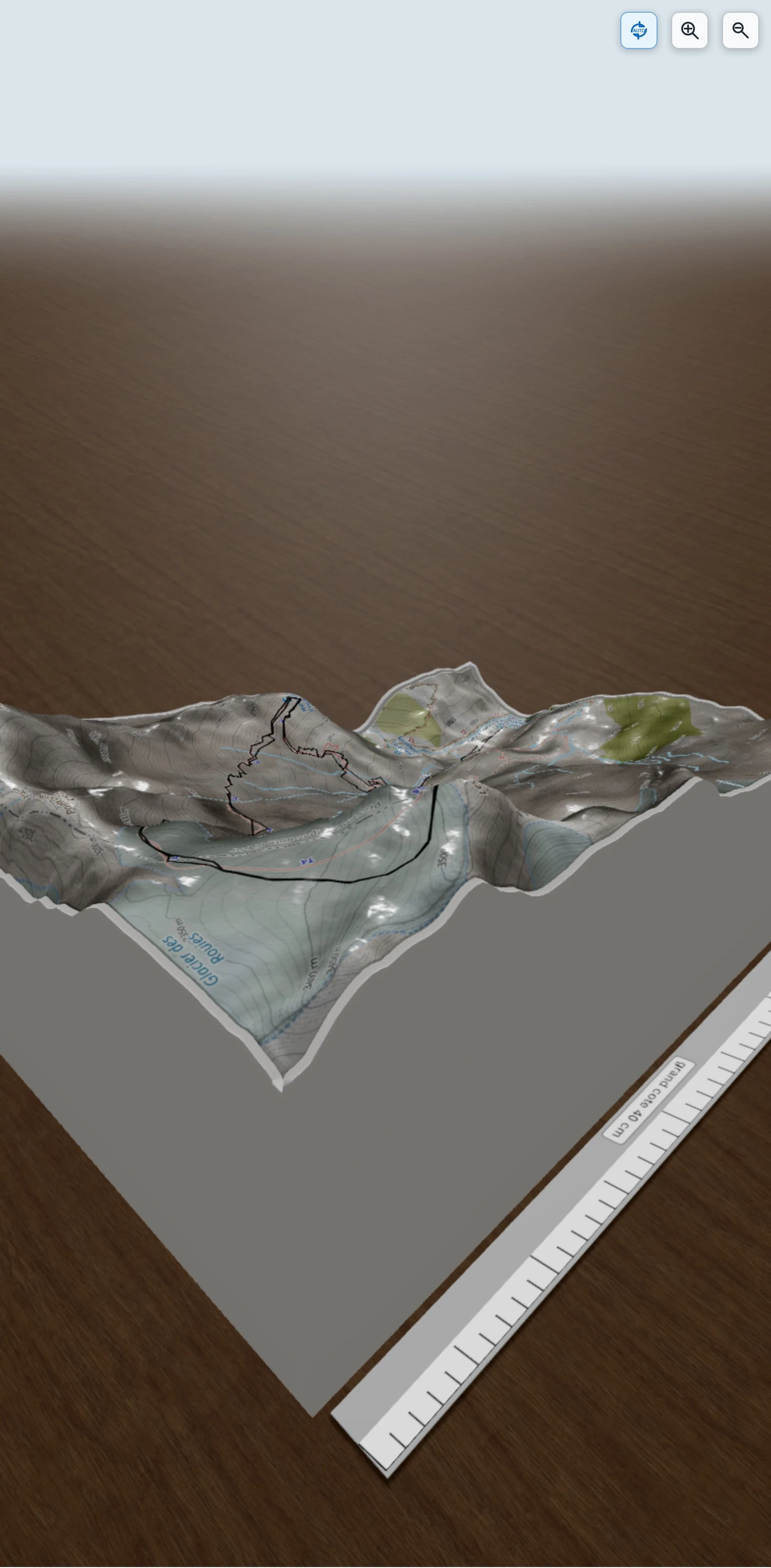 Carte en relief 3D de Ecrins - Les Rouies par le refuge du Pigeonnier, avec relief topographique
