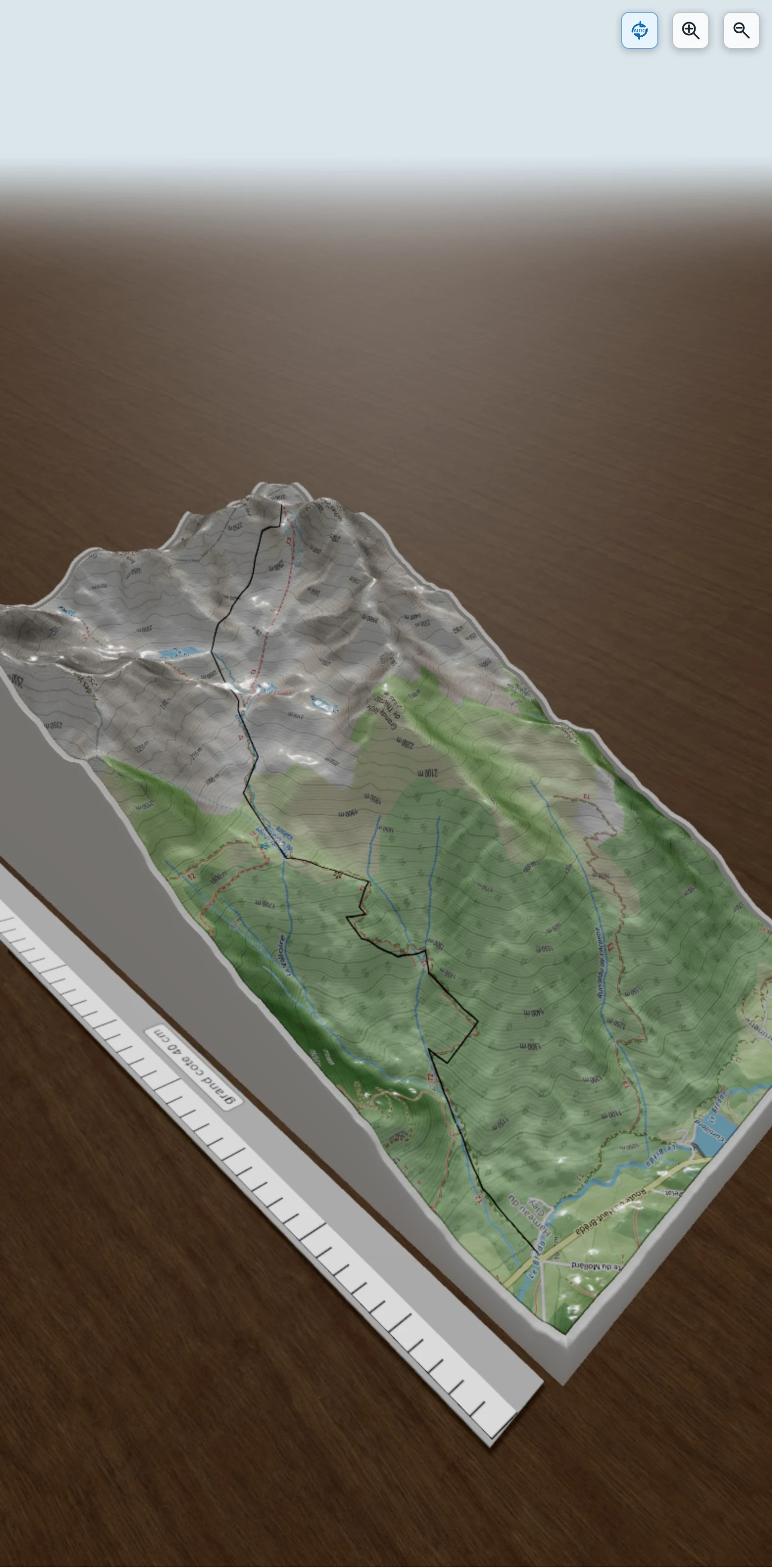 Carte en relief 3D de etape 1 bis grand thiervoz col de l\\\'arguille par chlt milieu, avec relief topographique