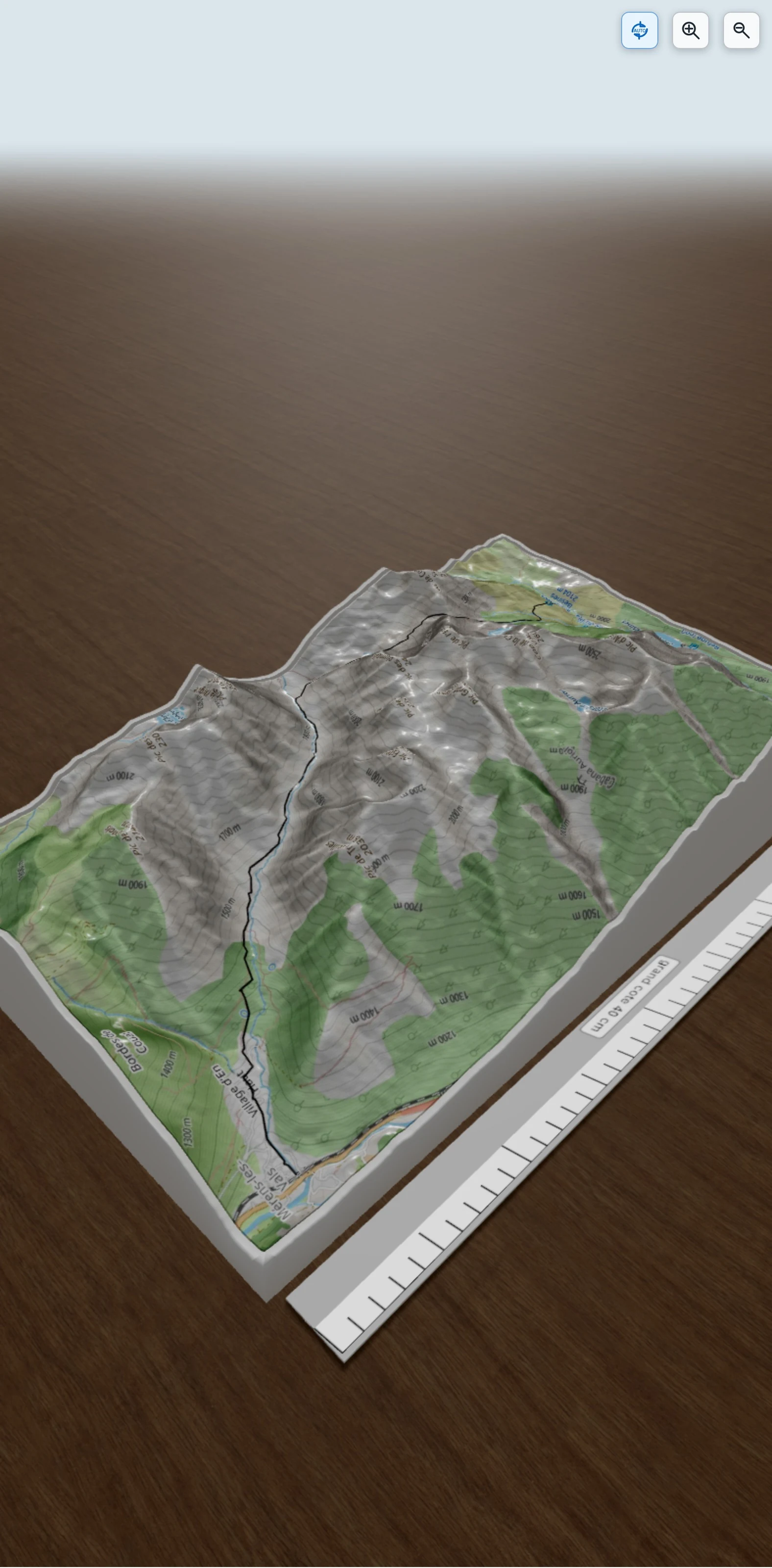 Carte en relief 3D de étape 1 PO, avec relief topographique