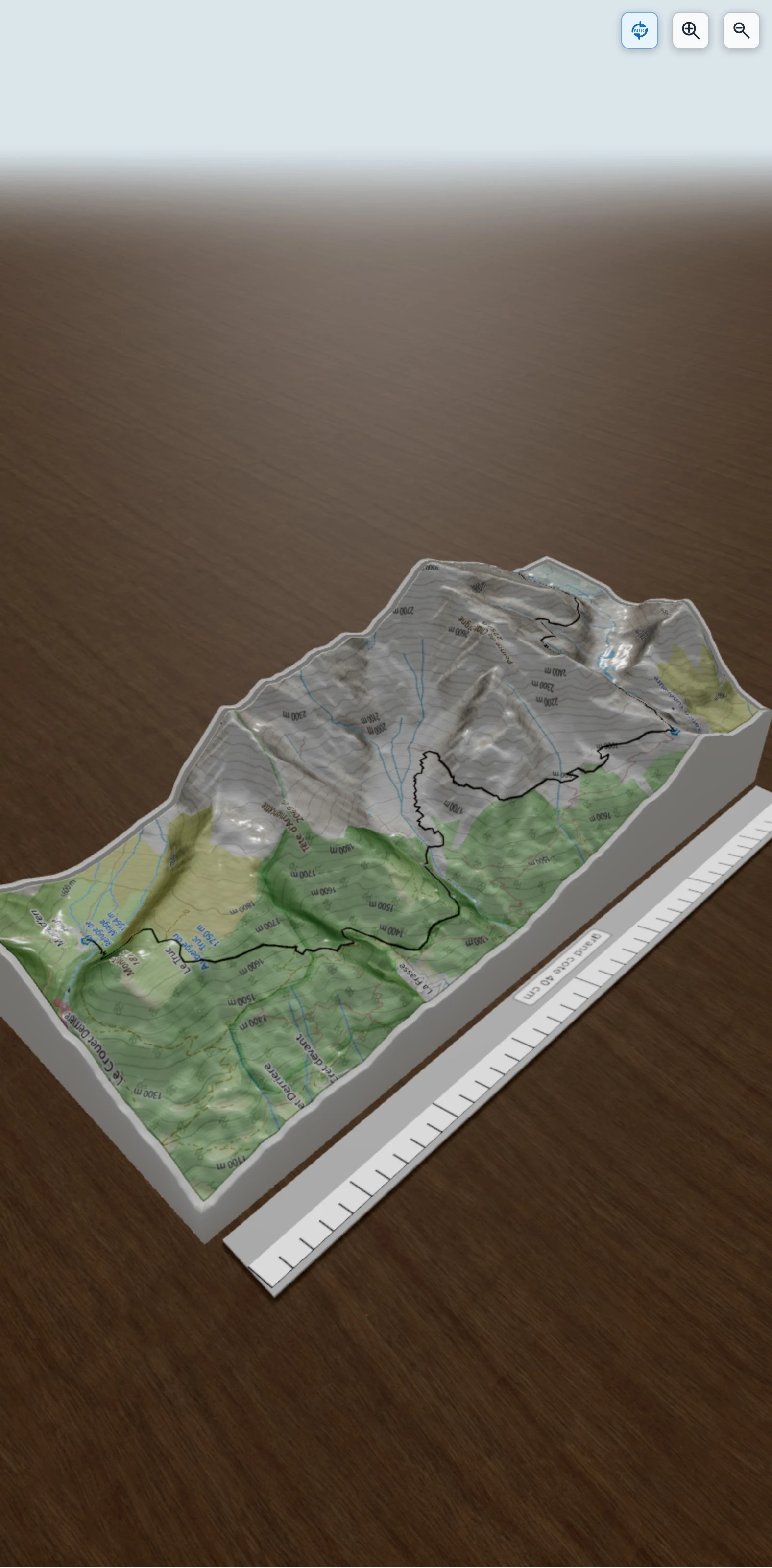 Carte en relief 3D de etape 11 refuge de miage refuge des conscrits, avec relief topographique