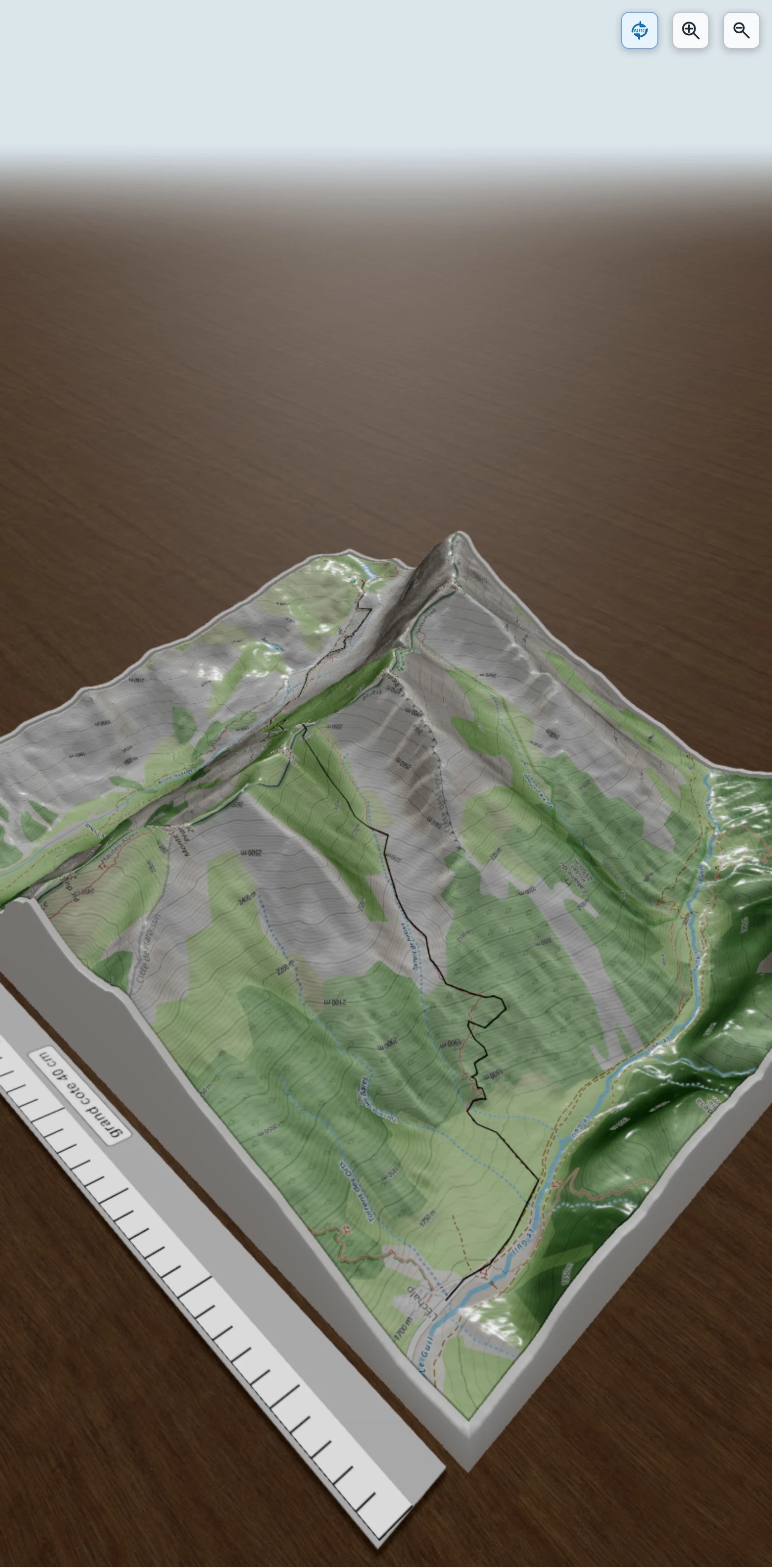 Carte en relief 3D de etape 17° est rifugio granero, avec relief topographique
