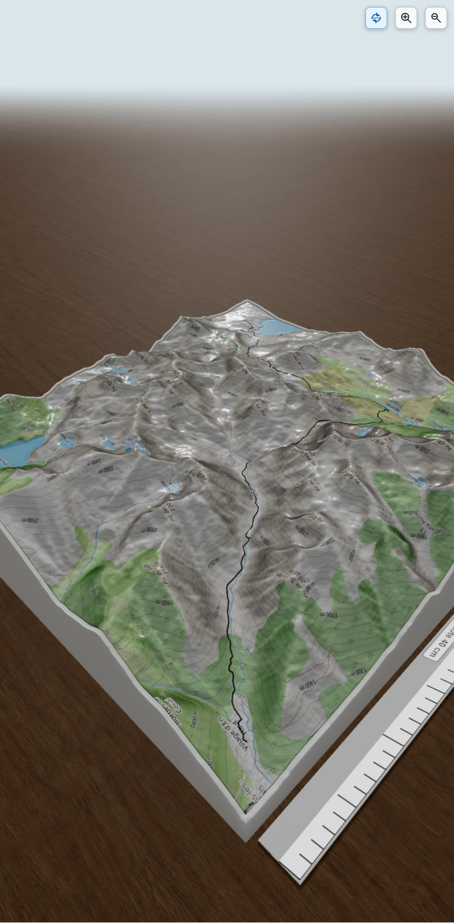Carte en relief 3D de étape GR 10, avec relief topographique