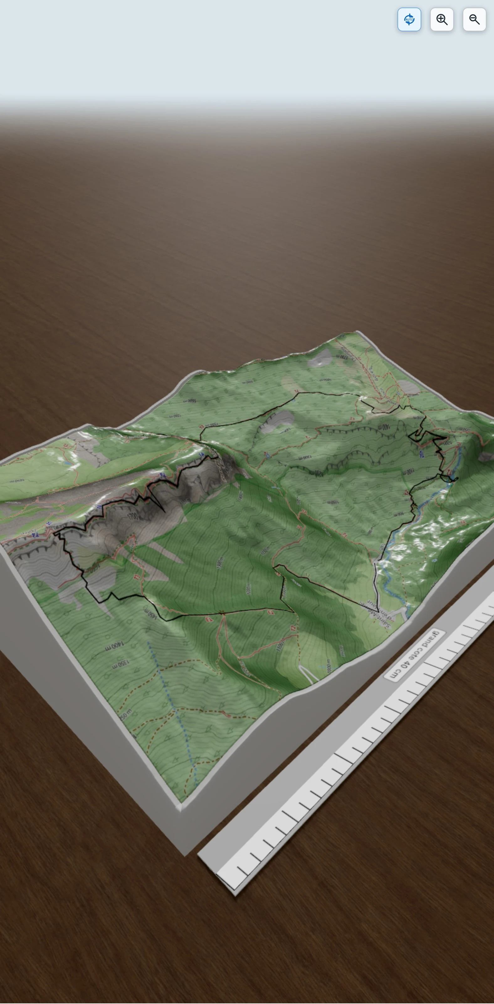 Carte en relief 3D de exp_Boucle Cirque St Même & Sangle du Fouda Blanc.gpx, avec relief topographique