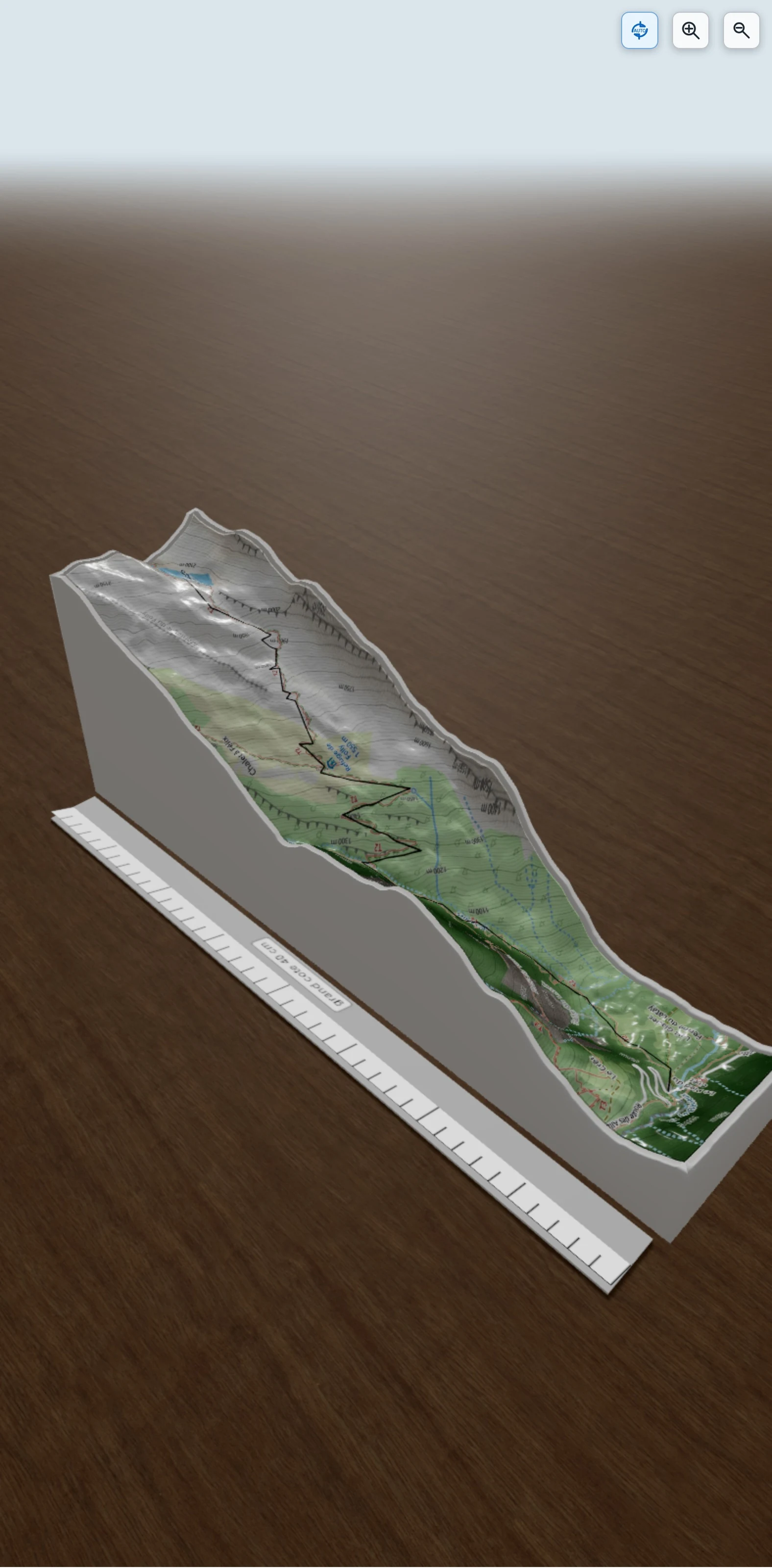 Carte en relief 3D de Folly, refuge et lac, gouffre Jean-Bernard,, avec relief topographique
