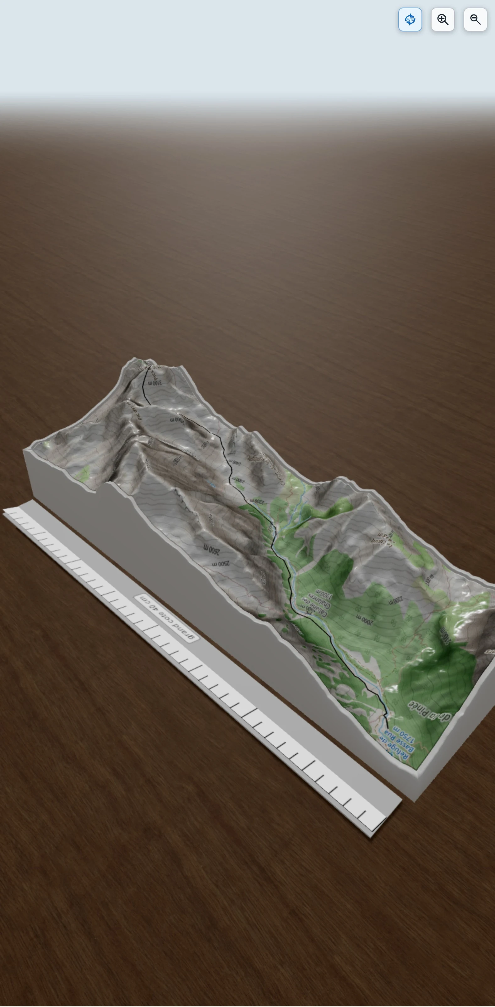 Carte en relief 3D de Font Sancte, avec relief topographique