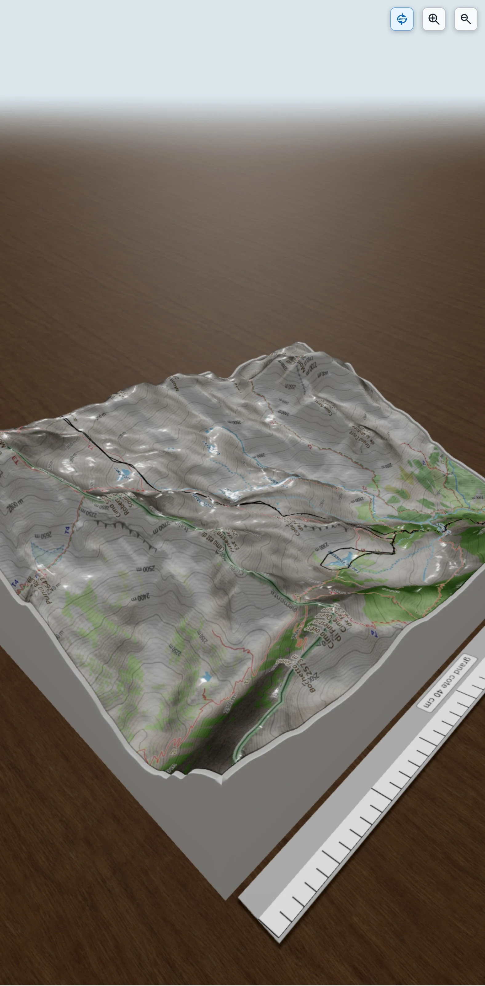 Carte en relief 3D de Gelas via lac de Fenestre, avec relief topographique