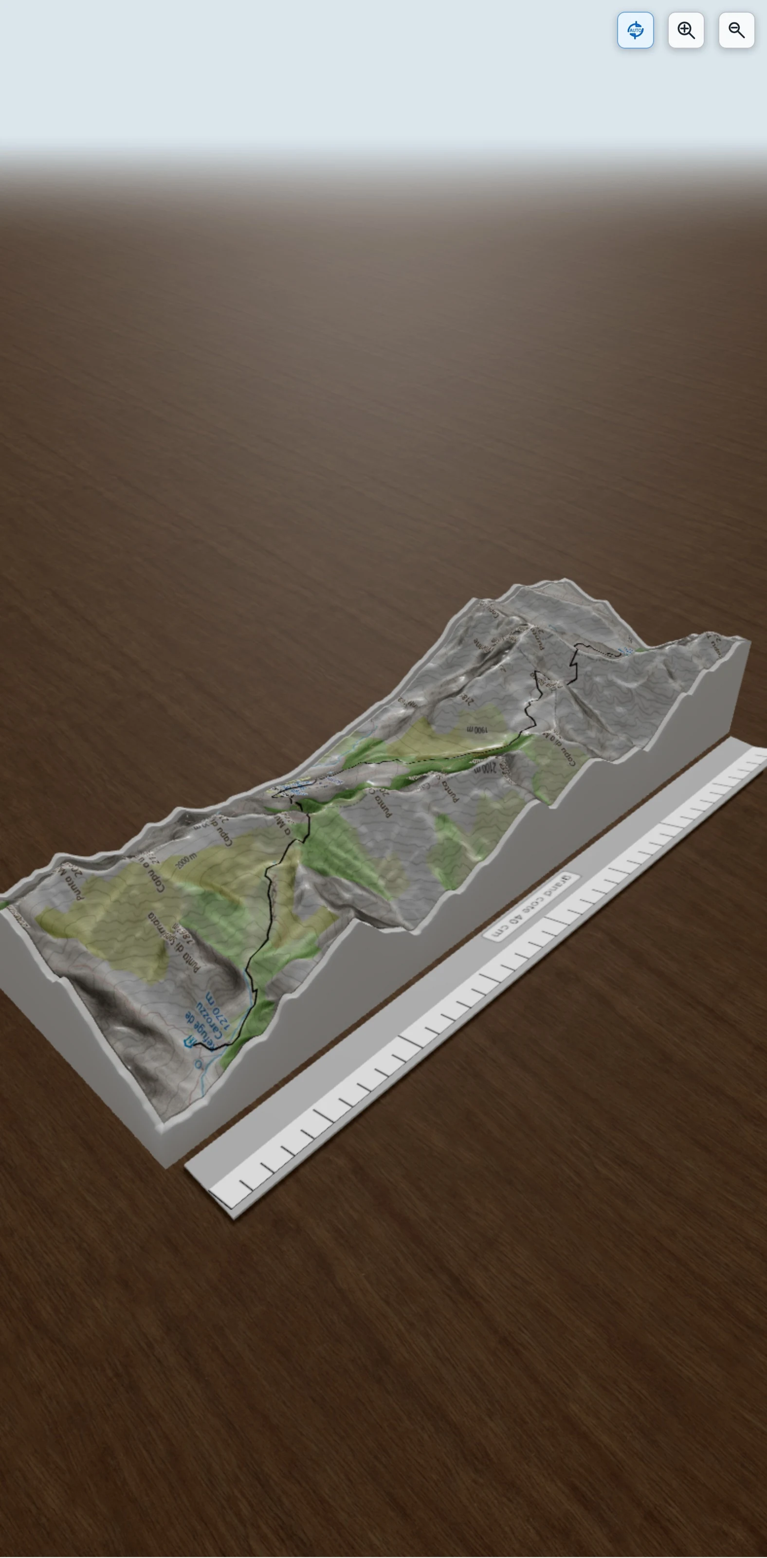 Carte en relief 3D de GR20 3ème étape refuge de Carrozzu refuge de Tighjettu, avec relief topographique