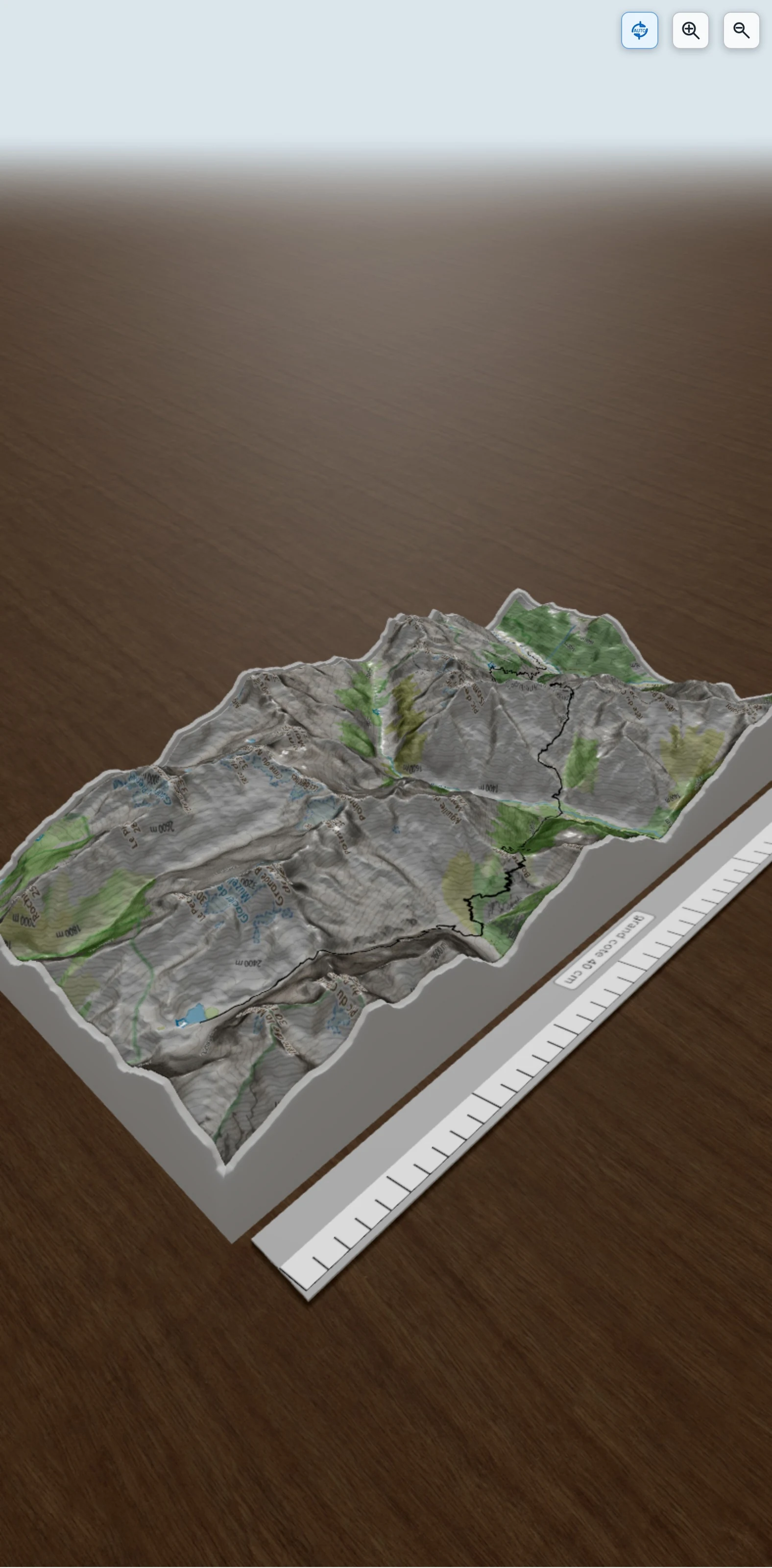 Carte en relief 3D de GR®54 Tour des massifs de l'Oisans et des Ecrins (Isère, Hautes-Alpes) ( ), avec relief topographique