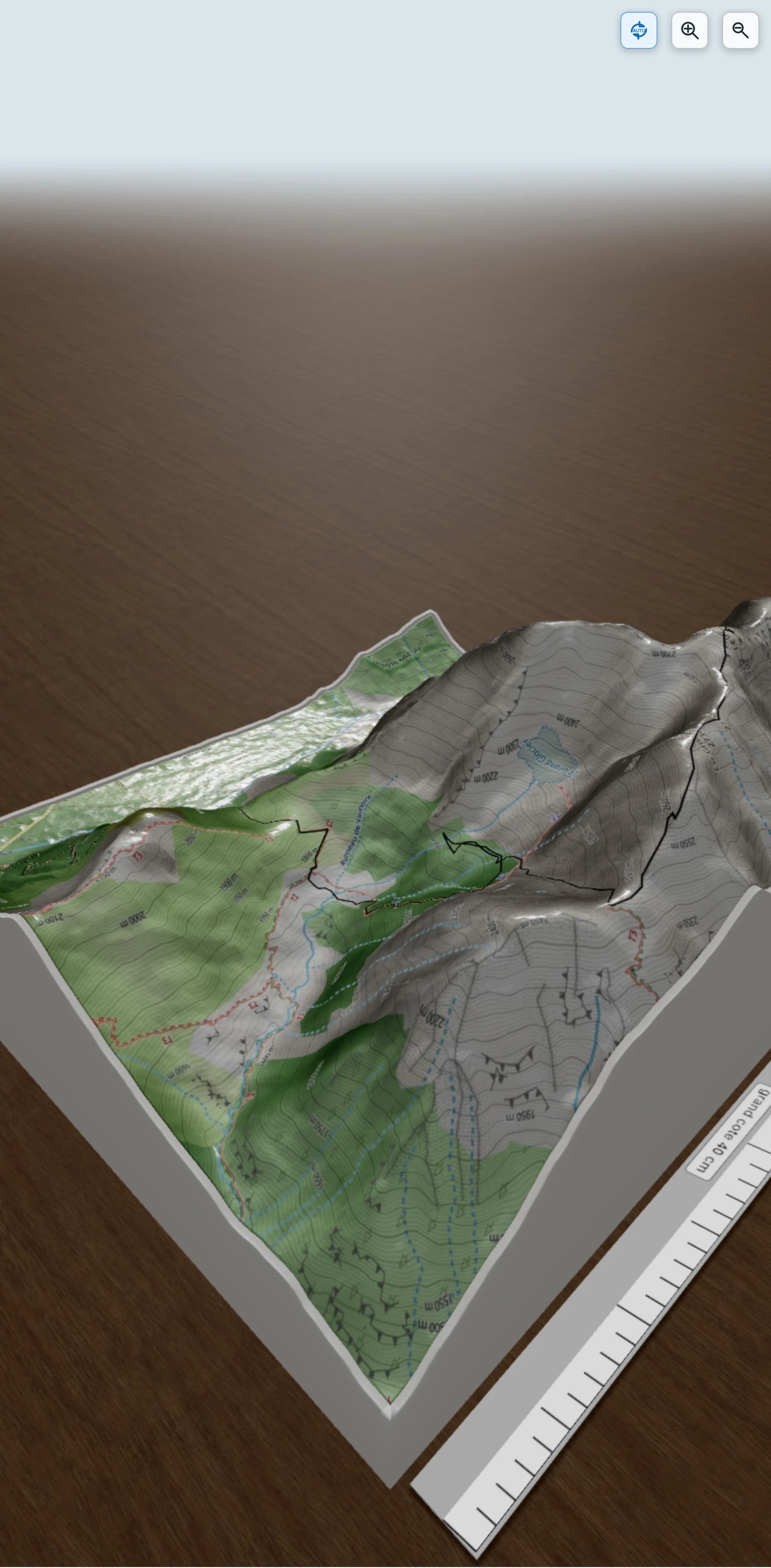Carte en relief 3D de Grand Armet - Vallon du Rochier, avec relief topographique