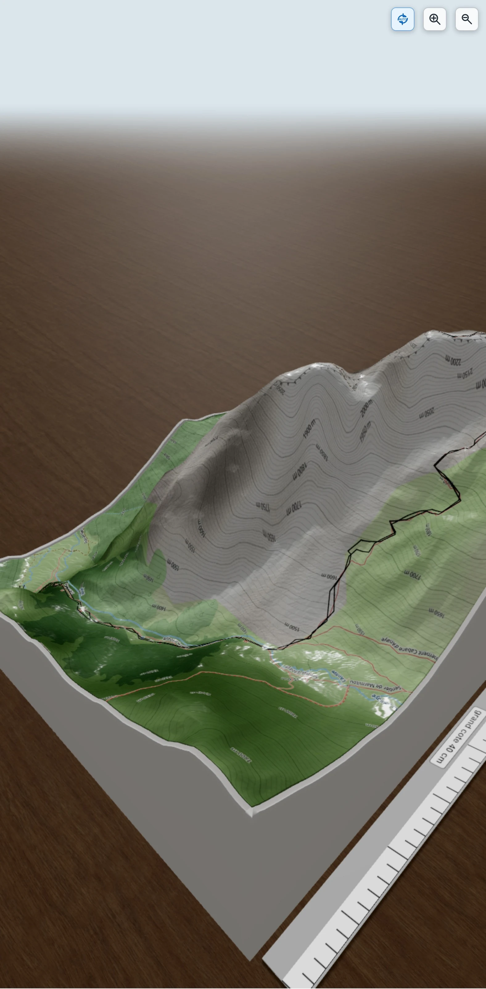 Carte en relief 3D de Grand-Billare-2318m-Mariano-le-01-10-1011, avec relief topographique