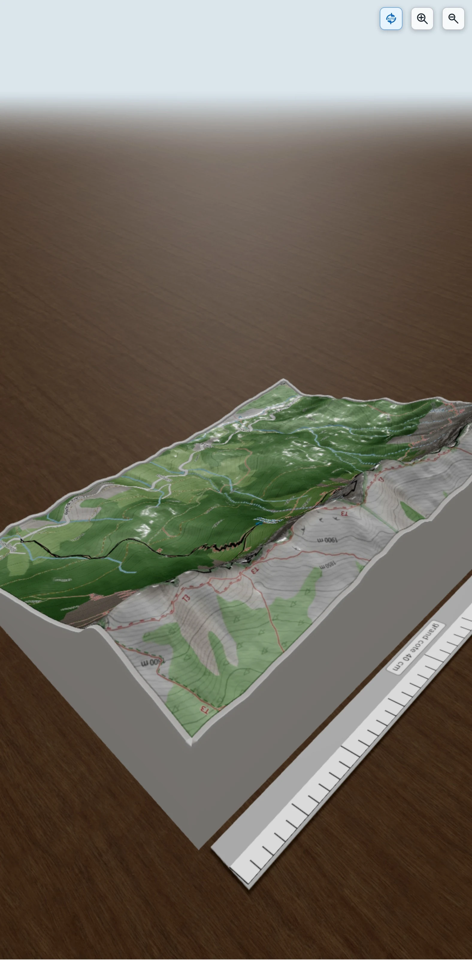 Carte en relief 3D de grande traversée, avec relief topographique
