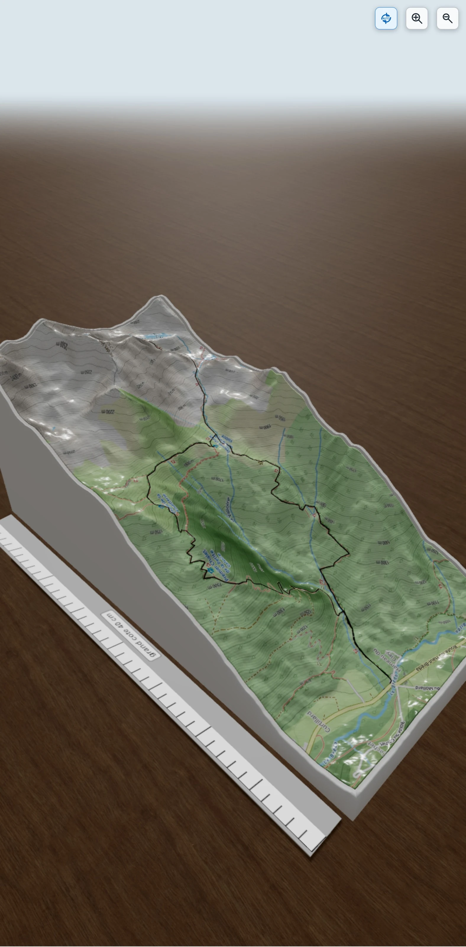 Carte en relief 3D de Grande valloire, avec relief topographique