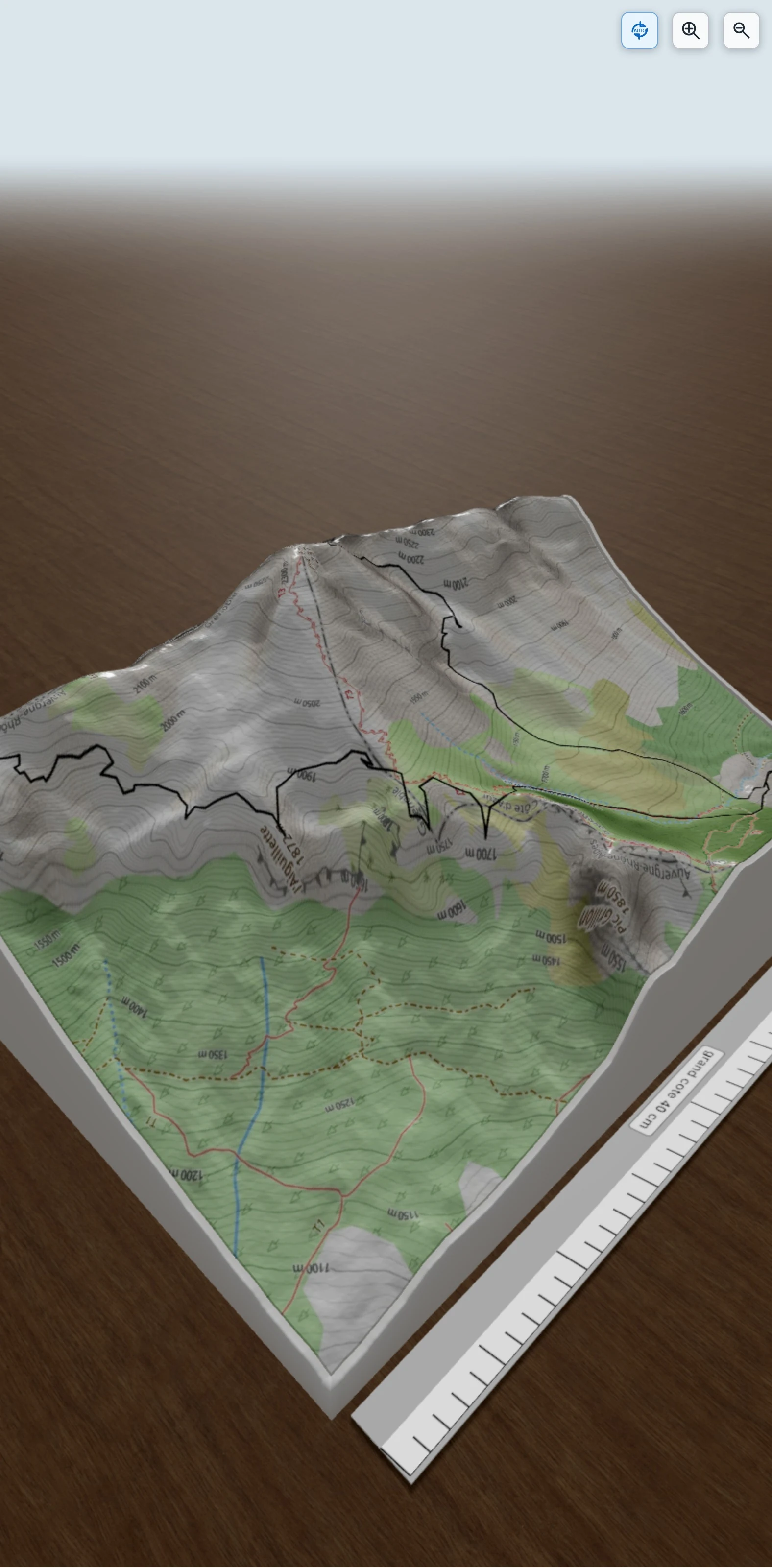 Carte en relief 3D de Grande Vire du Pierroux (Devoluy), avec relief topographique