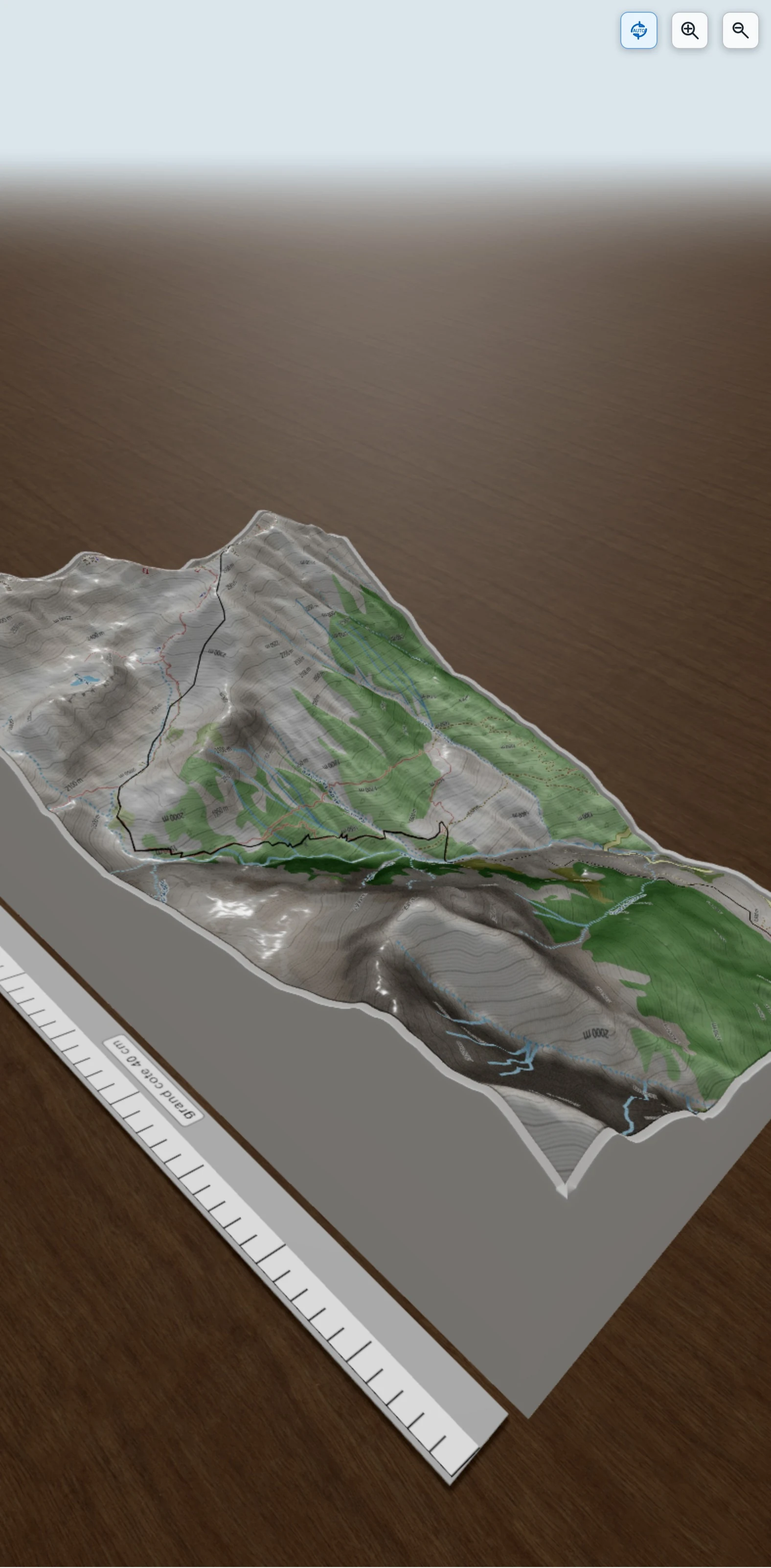 Carte en relief 3D de GTSP VF, avec relief topographique