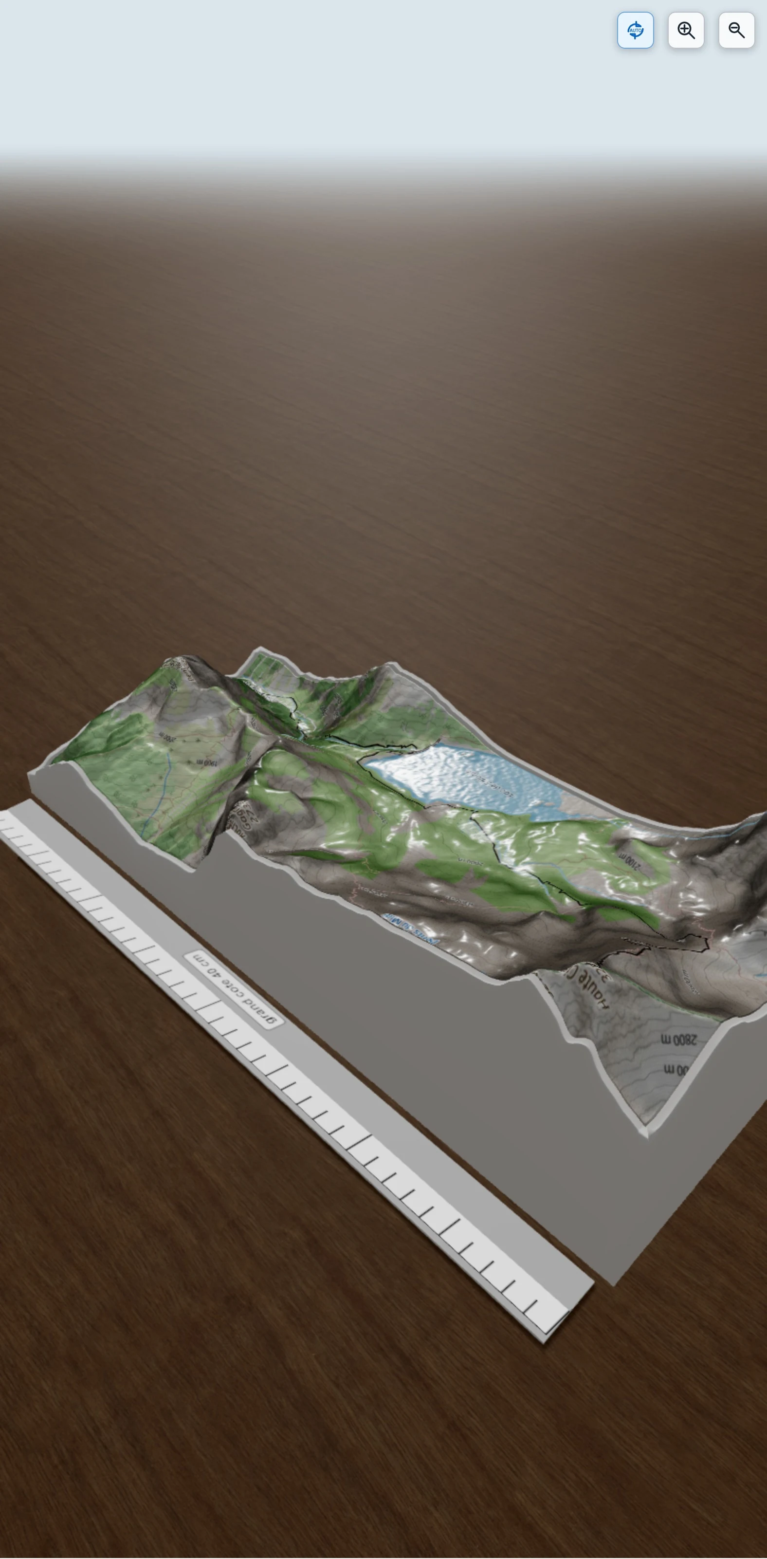 Carte en relief 3D de haute cime par van d'en haut, avec relief topographique