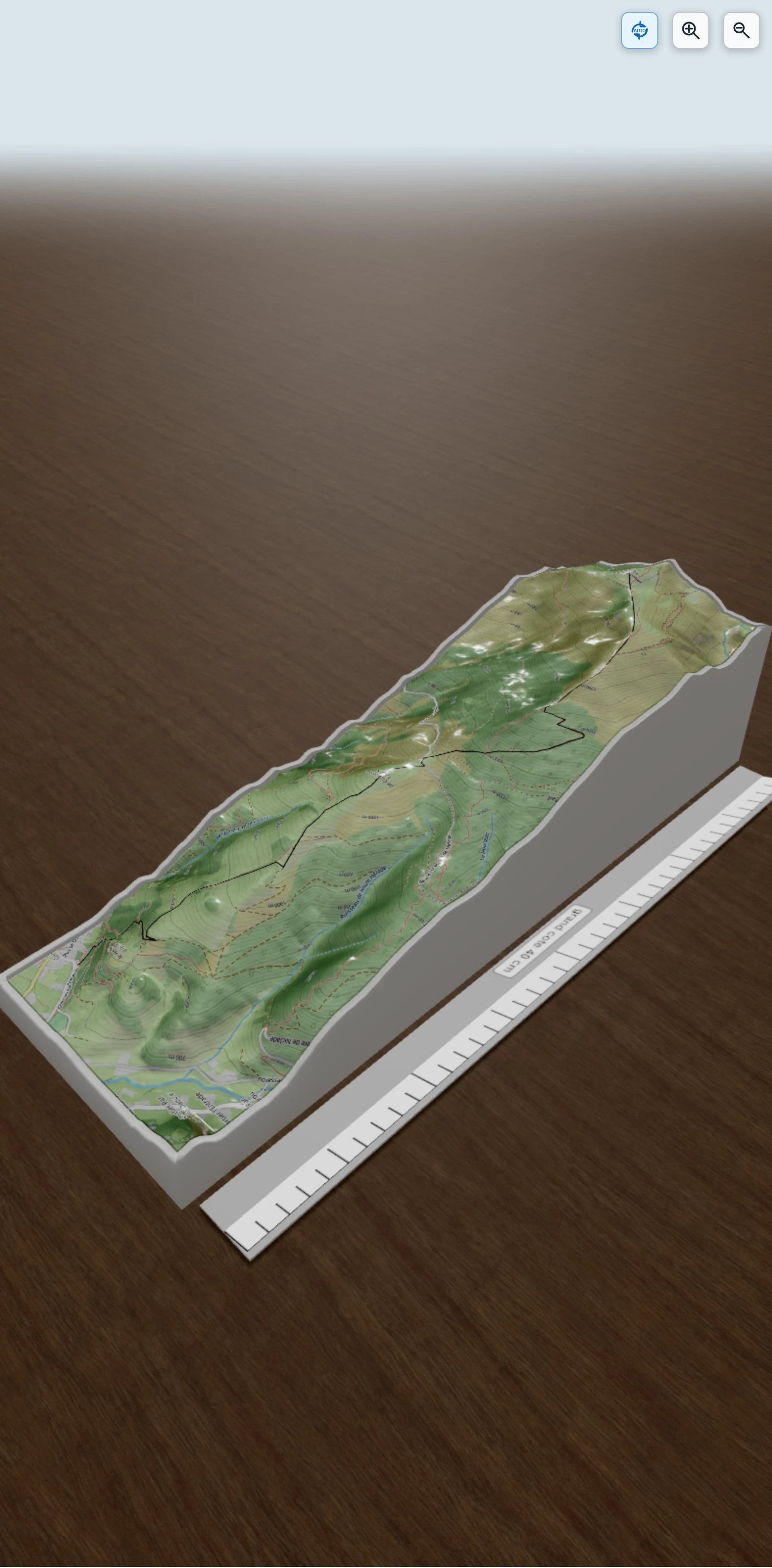 Carte en relief 3D de Hount blanque, avec relief topographique