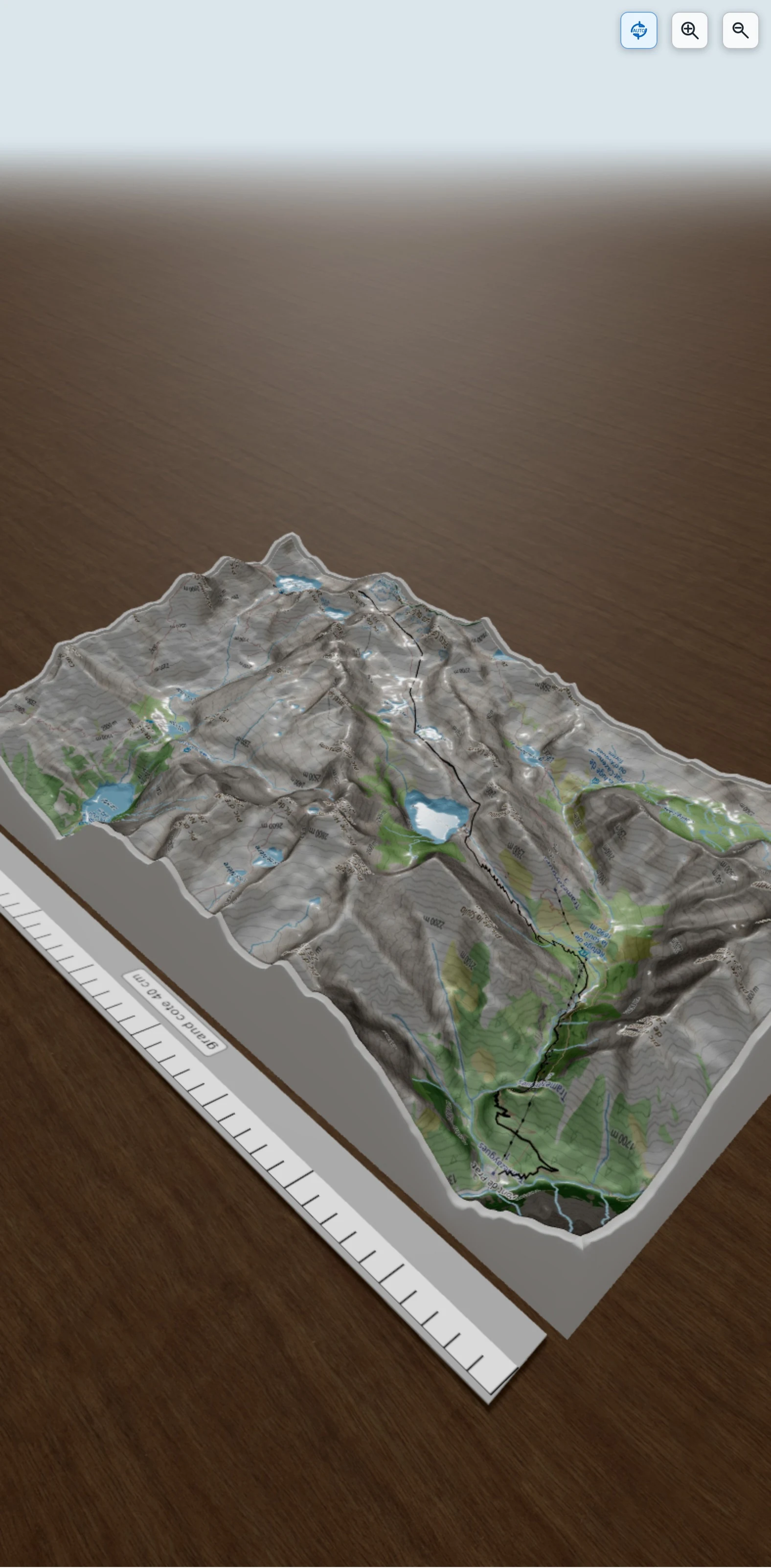 Carte en relief 3D de HRP pont de Prat / Refuge Portillon, avec relief topographique