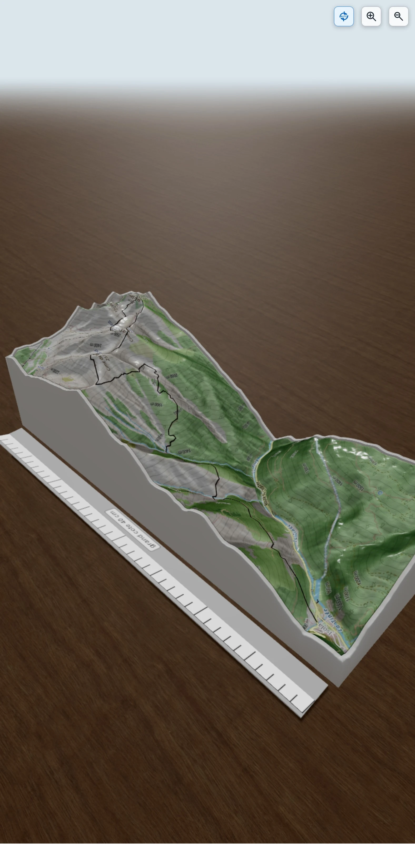 Carte en relief 3D de Isola-Mont St Sauveur, avec relief topographique