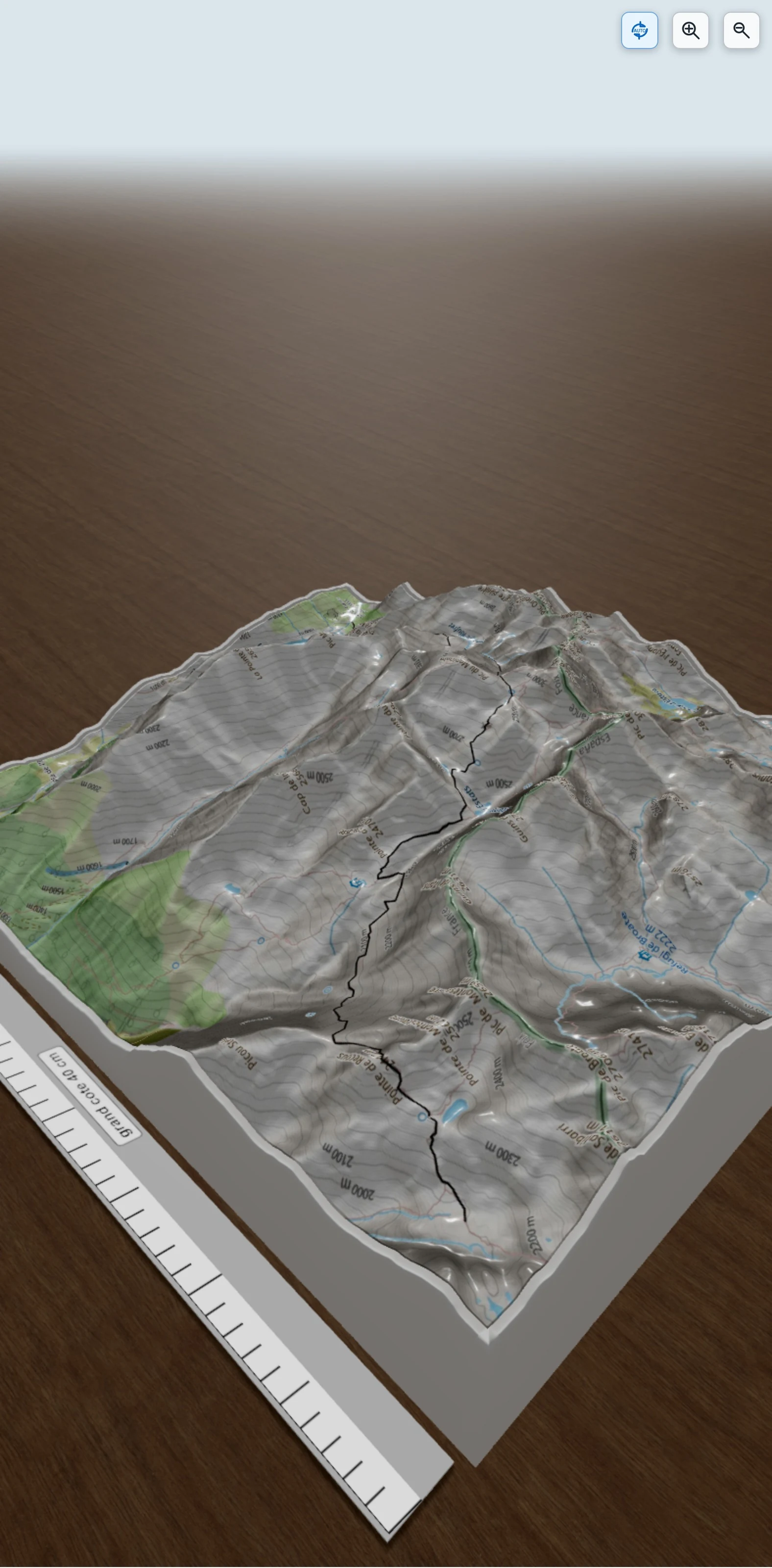 Carte en relief 3D de Itineraire alternatif Pic MontCalm, avec relief topographique