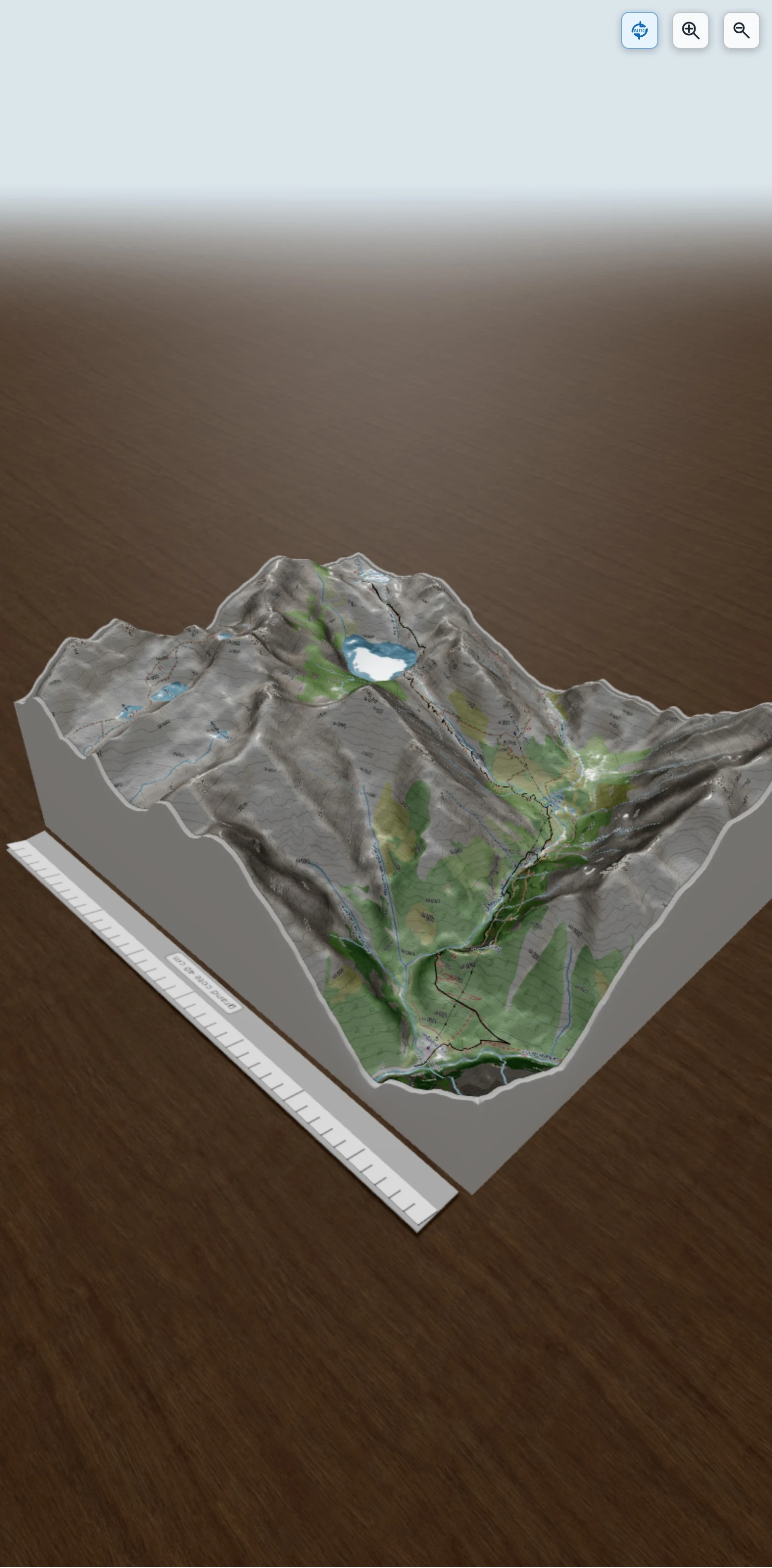 Carte en relief 3D de itineraire pont de prat, lac isclots, avec relief topographique