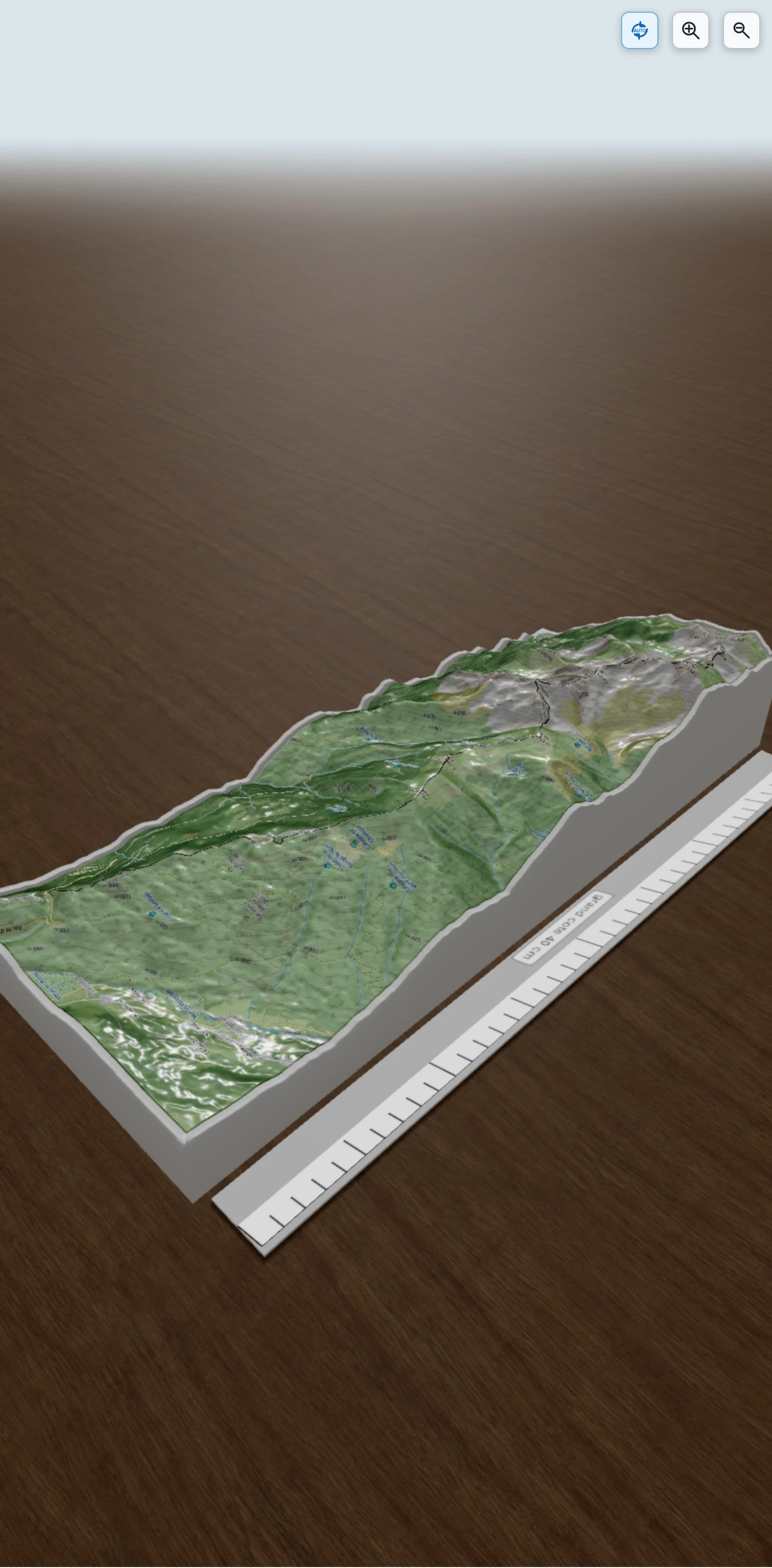 Carte en relief 3D de J1 traversée Belledonne, avec relief topographique