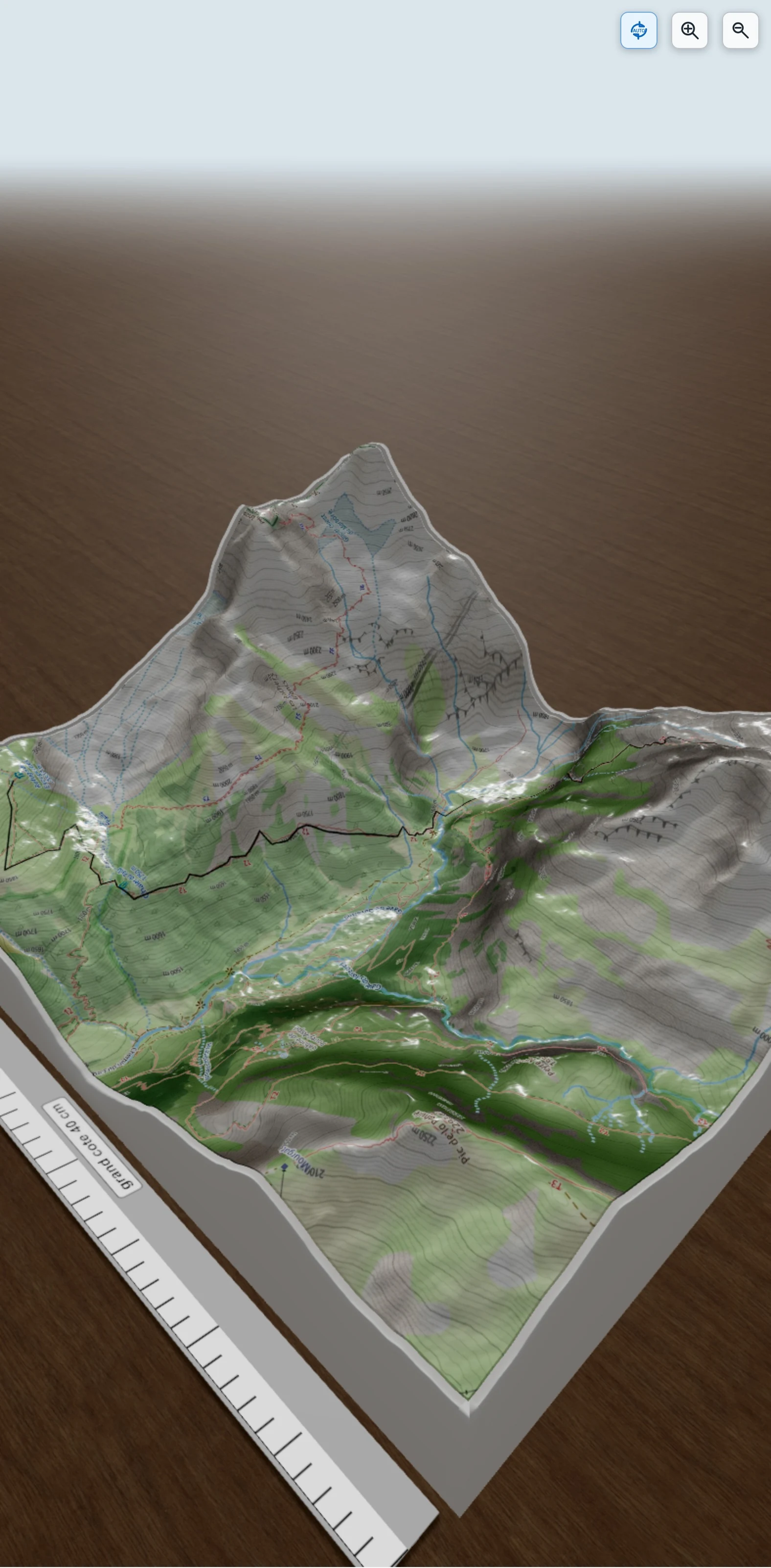 Carte en relief 3D de J3 Refuge d\'Espuguette refuge des Sarradets, avec relief topographique
