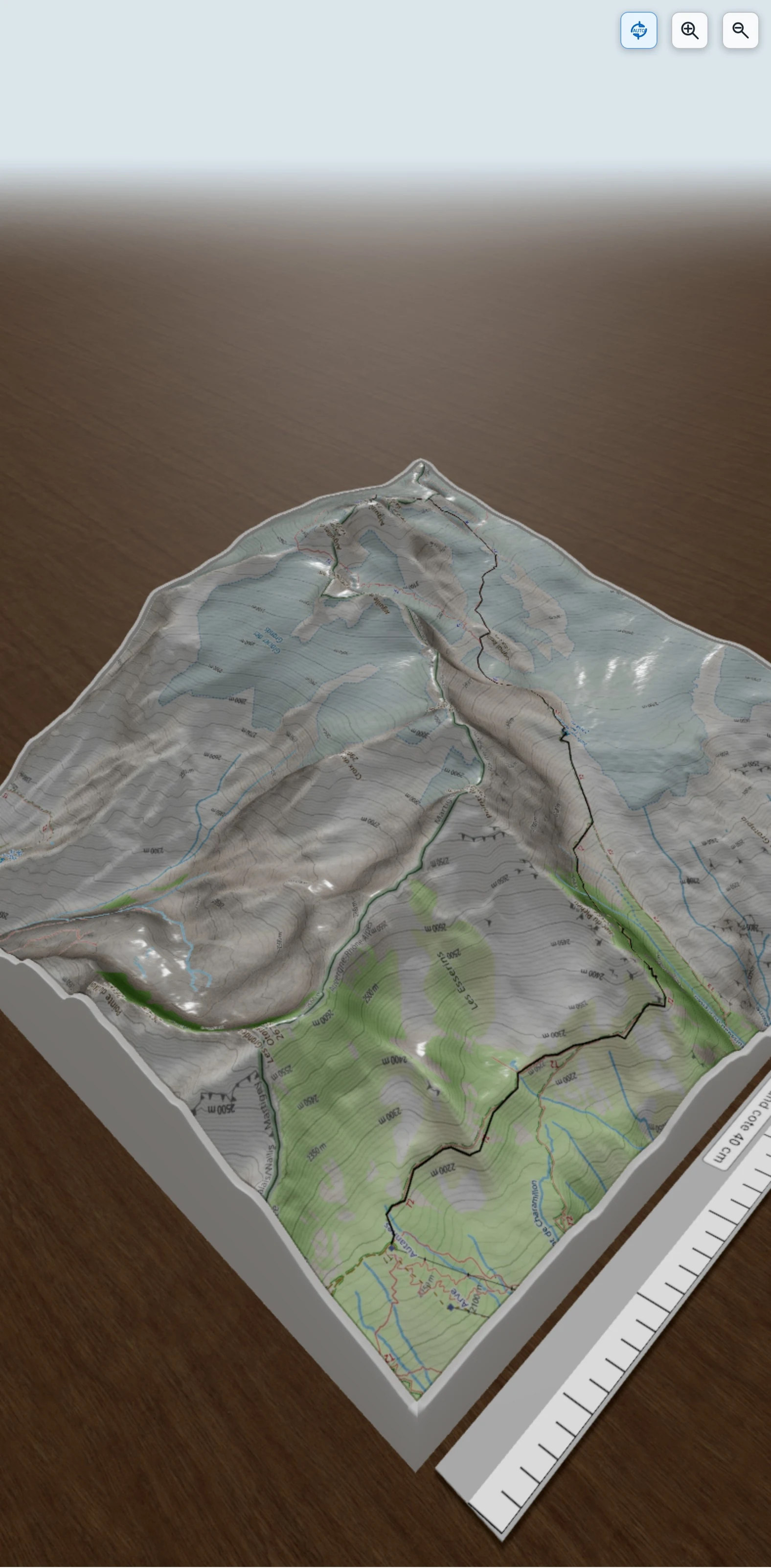 Carte en relief 3D de Jour 1& 2 - Refuge Albert 1er - Aiguille du Tour, avec relief topographique
