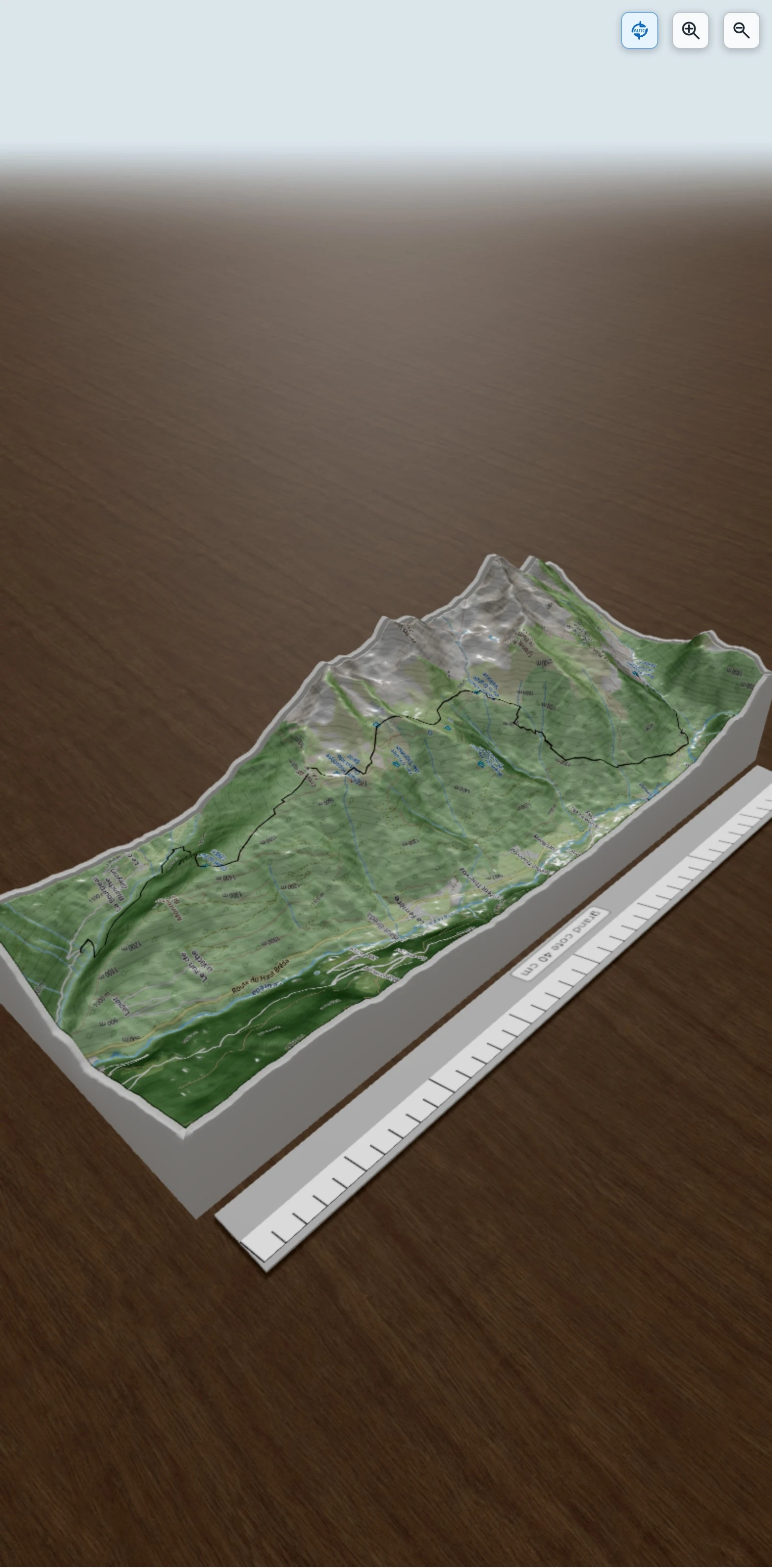 Carte en relief 3D de Jour 1 Belledonne, avec relief topographique