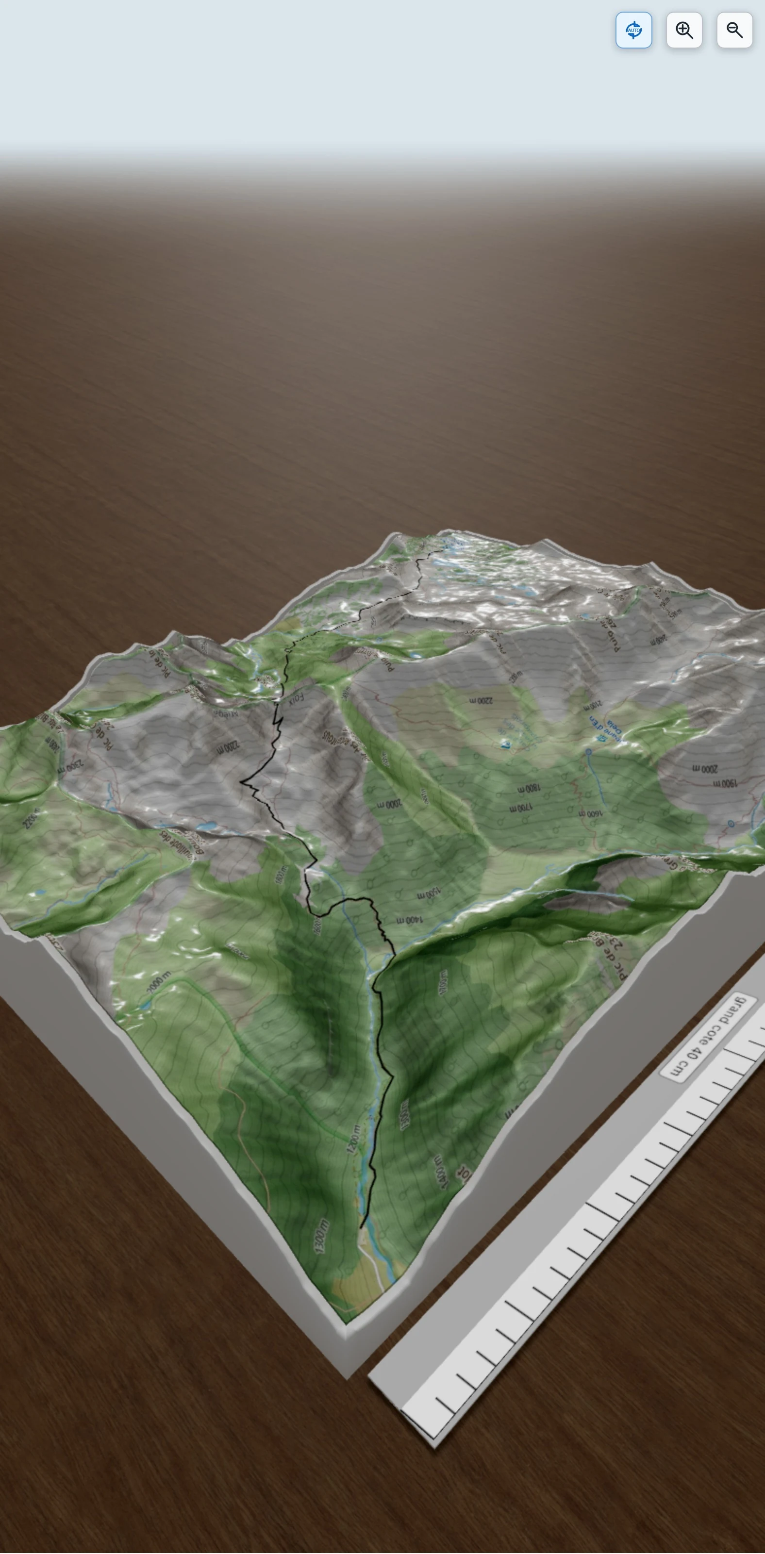 Carte en relief 3D de Jour 1 Fanguil petite porteille d'orlu camporells, avec relief topographique
