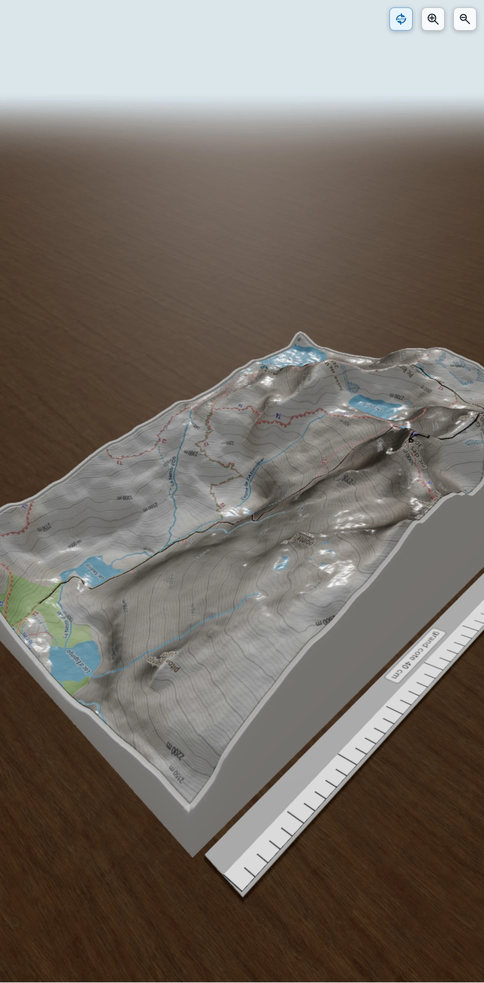 Carte en relief 3D de Jour 2 + Gourdon, avec relief topographique