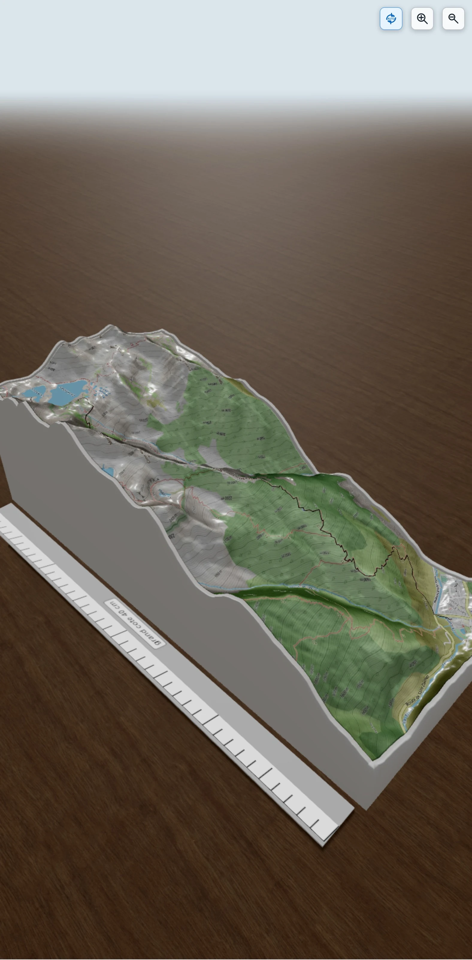 Carte en relief 3D de jours autour du Ténibre, avec relief topographique