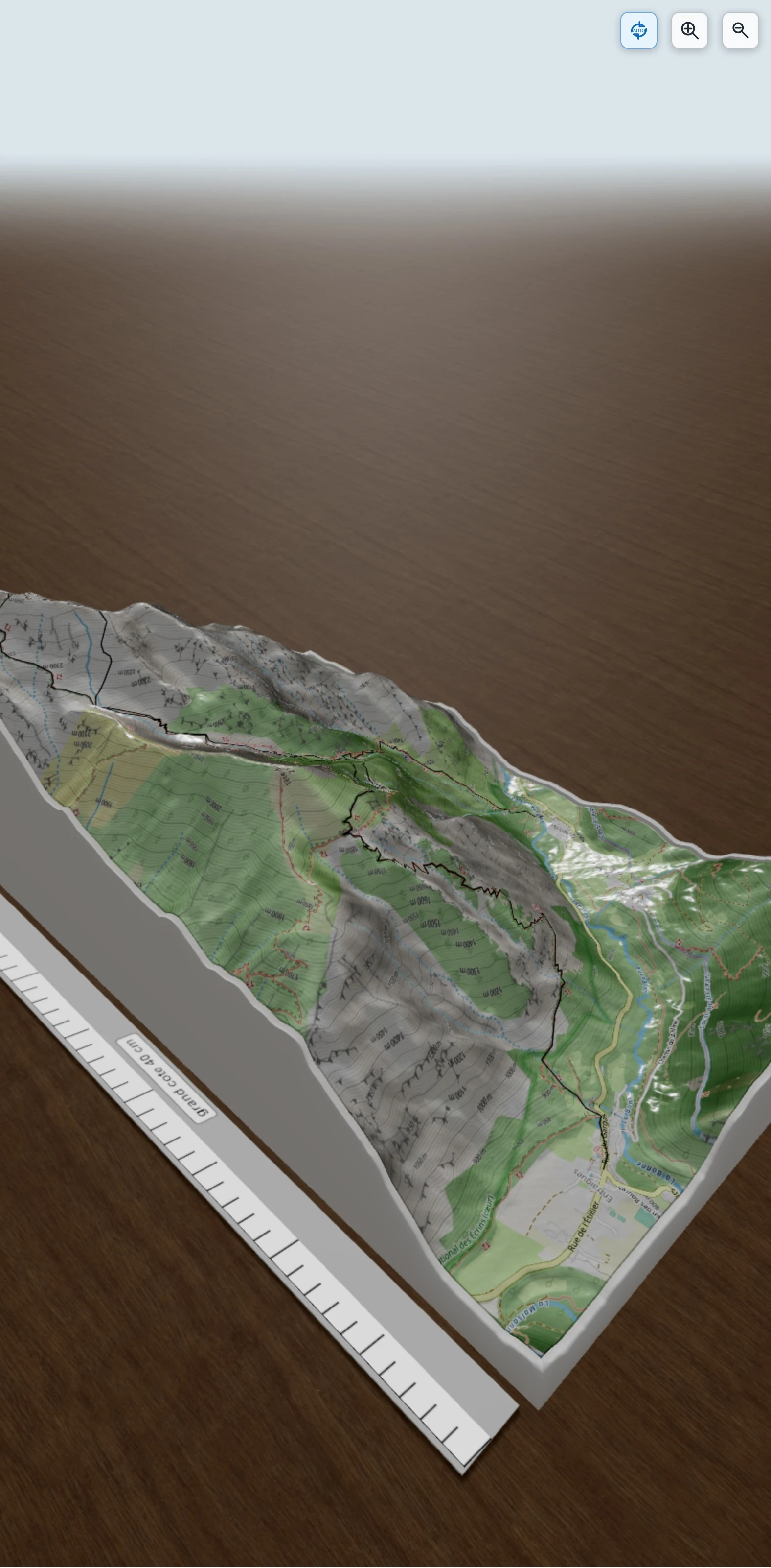 Carte en relief 3D de L'Arcanier, avec relief topographique