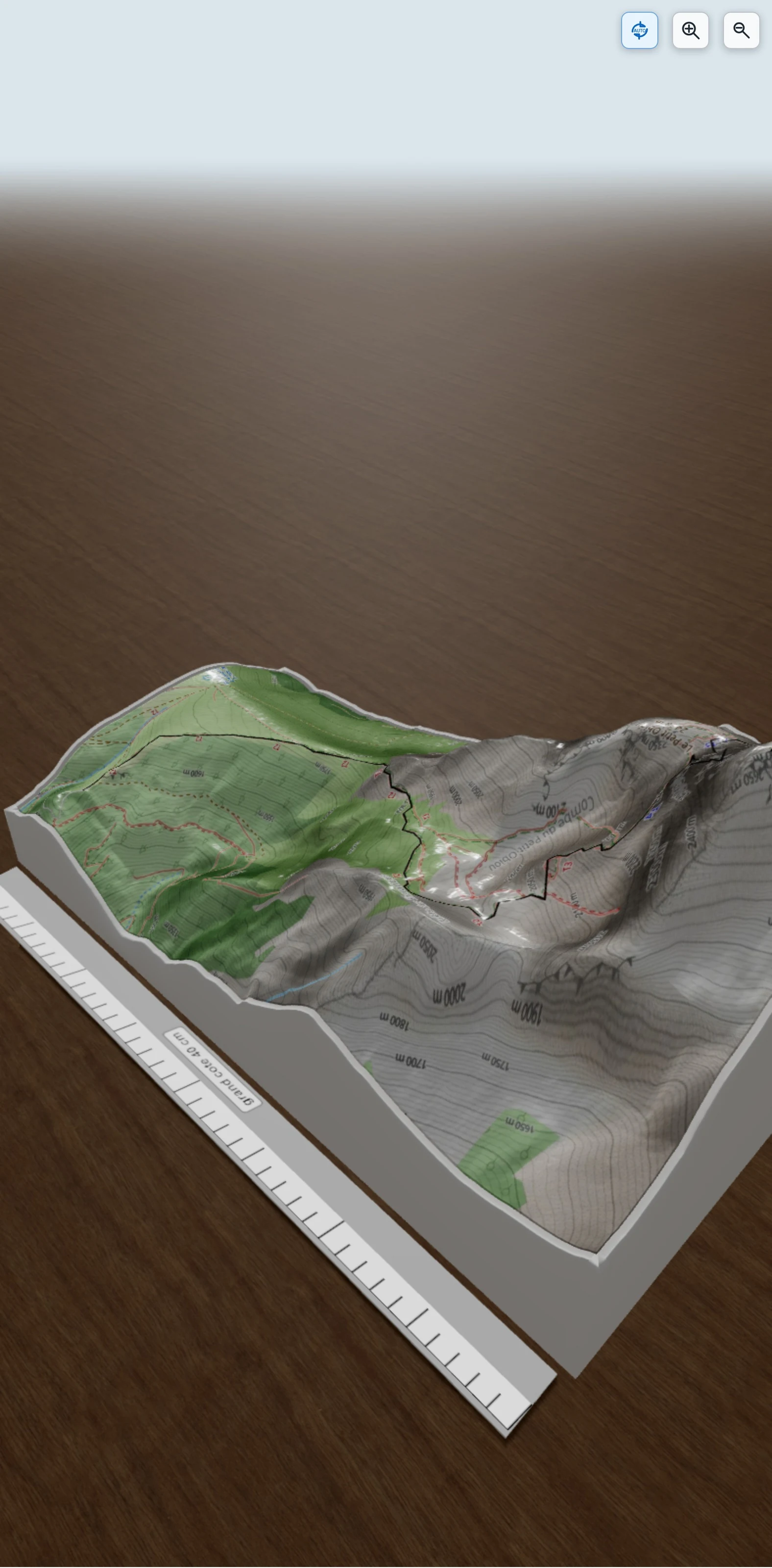 Carte en relief 3D de L OBIOU par les chatières le 22 08 09, avec relief topographique
