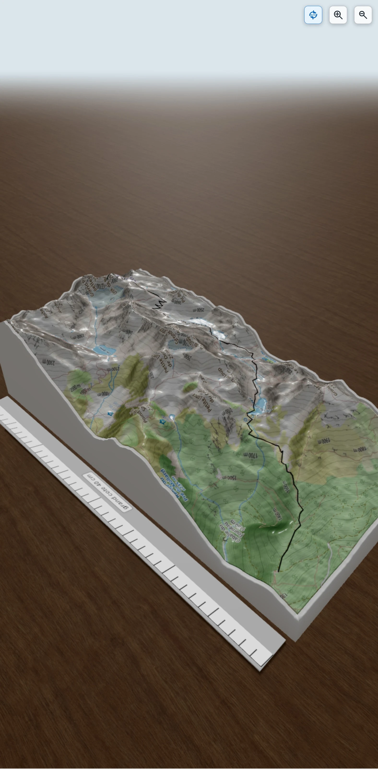 Carte en relief 3D de La croix de Belledonne, avec relief topographique