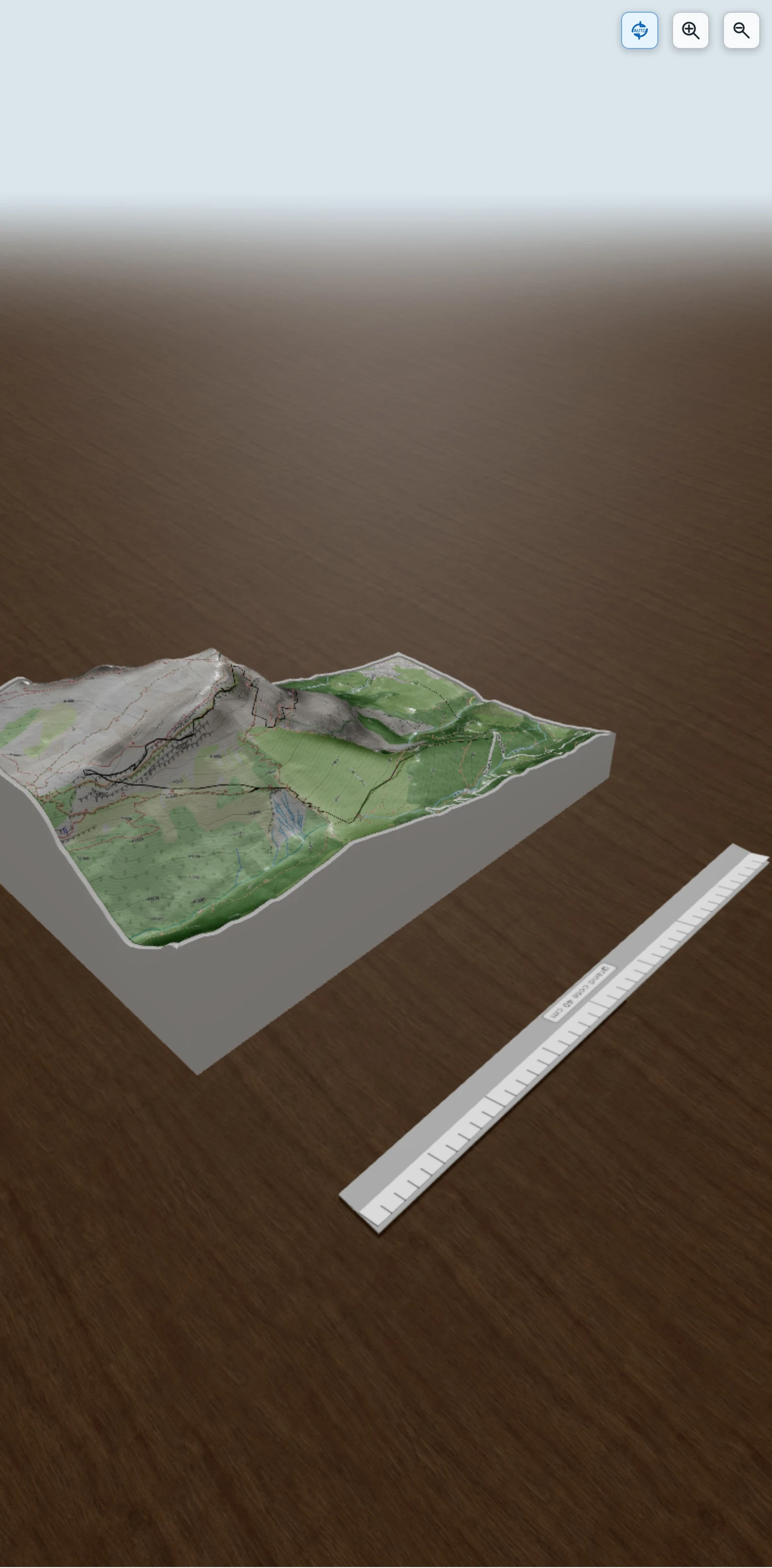 Carte en relief 3D de la dent de crolles, avec relief topographique