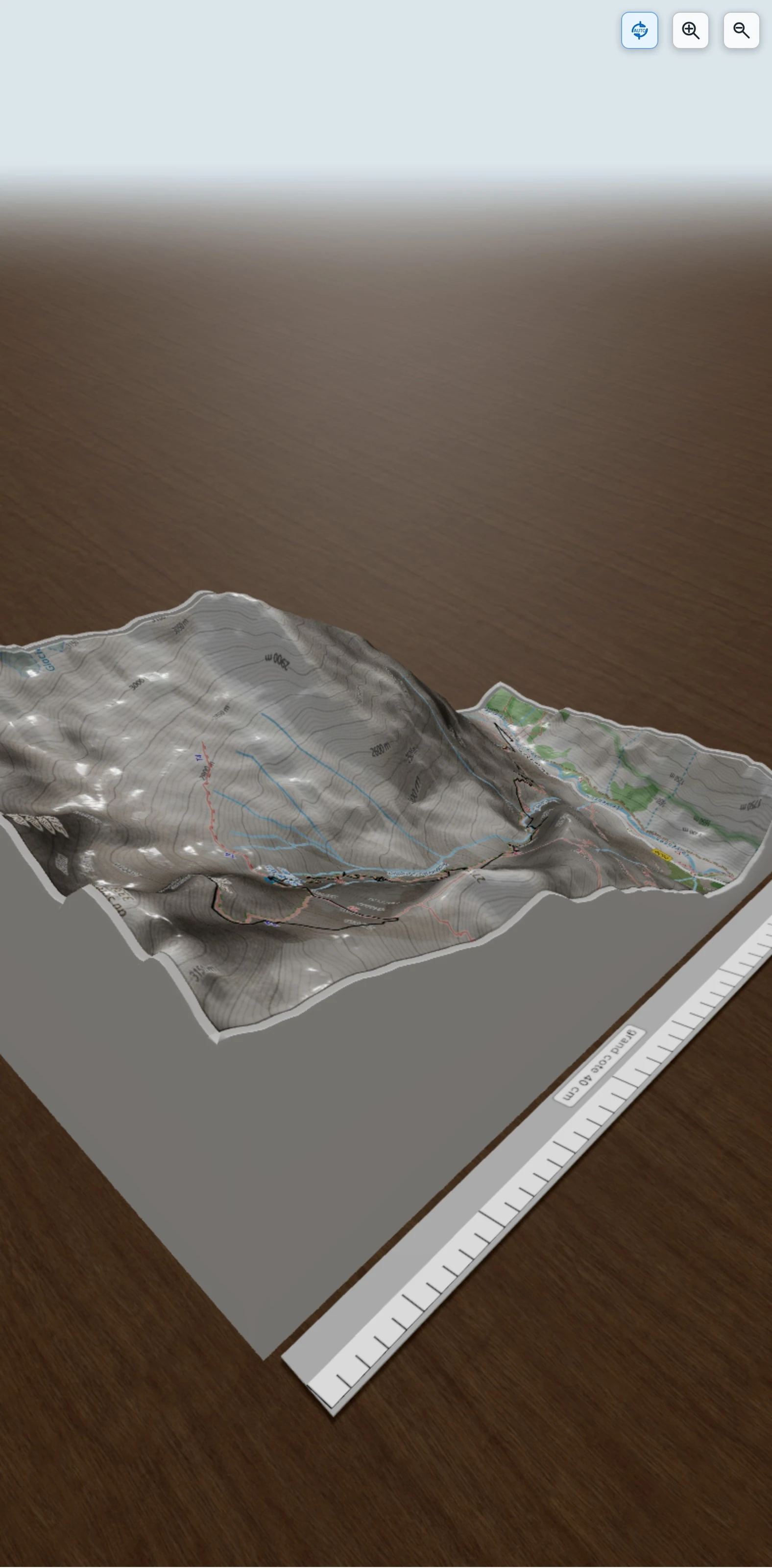 Carte en relief 3D de la dibona, avec relief topographique