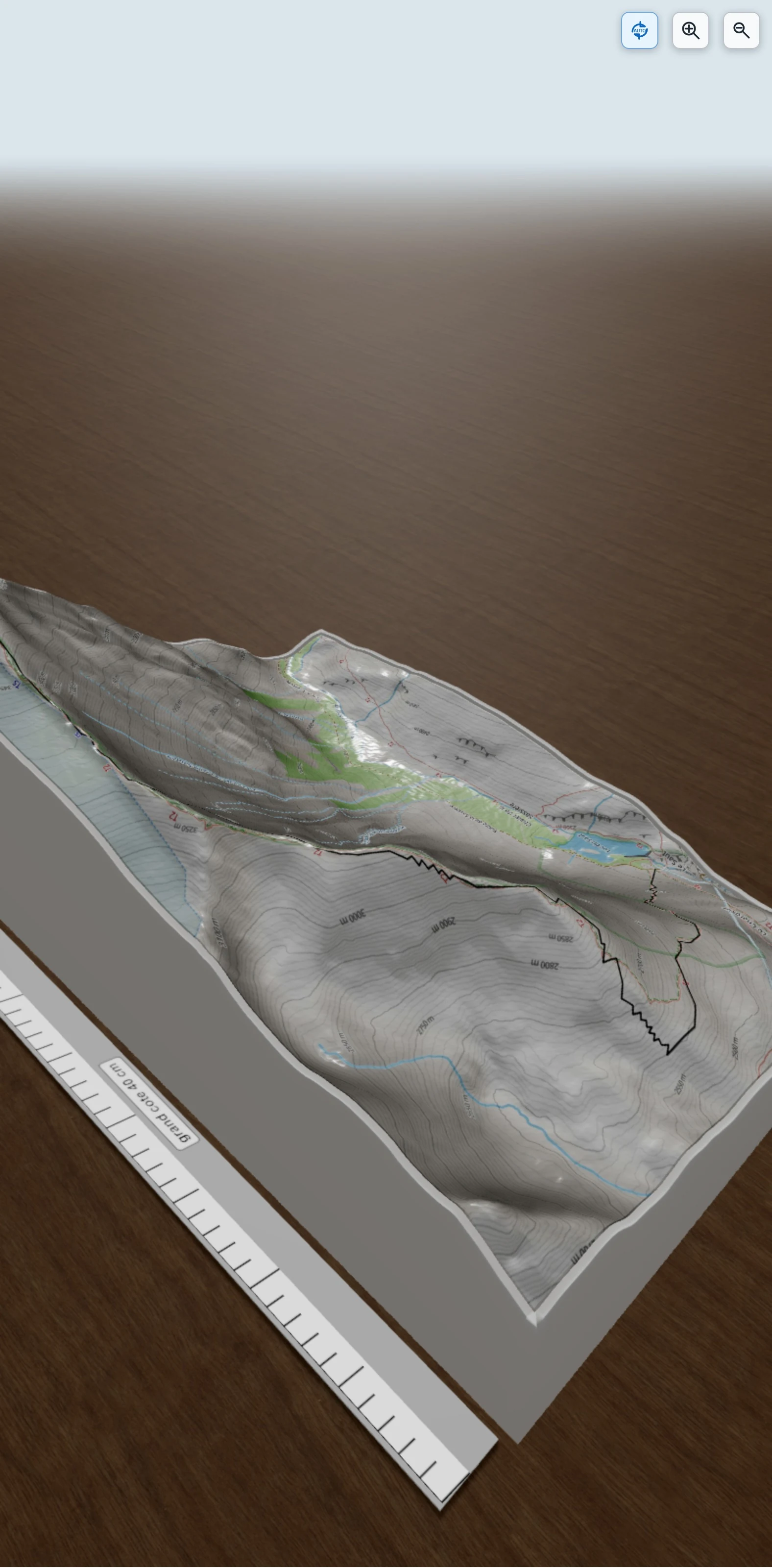 Carte en relief 3D de La Grande Sassière, avec relief topographique