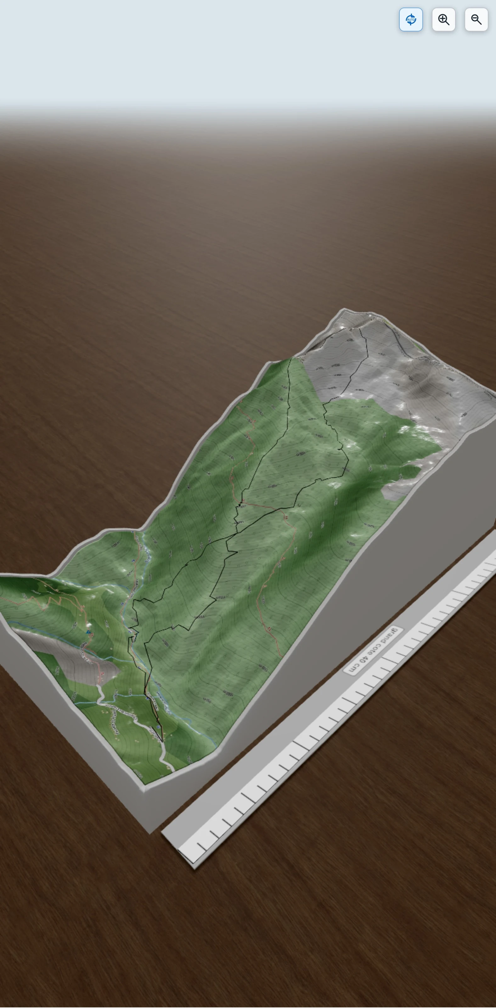 Carte en relief 3D de La Malède du Pas de Chau 21/05/17, avec relief topographique