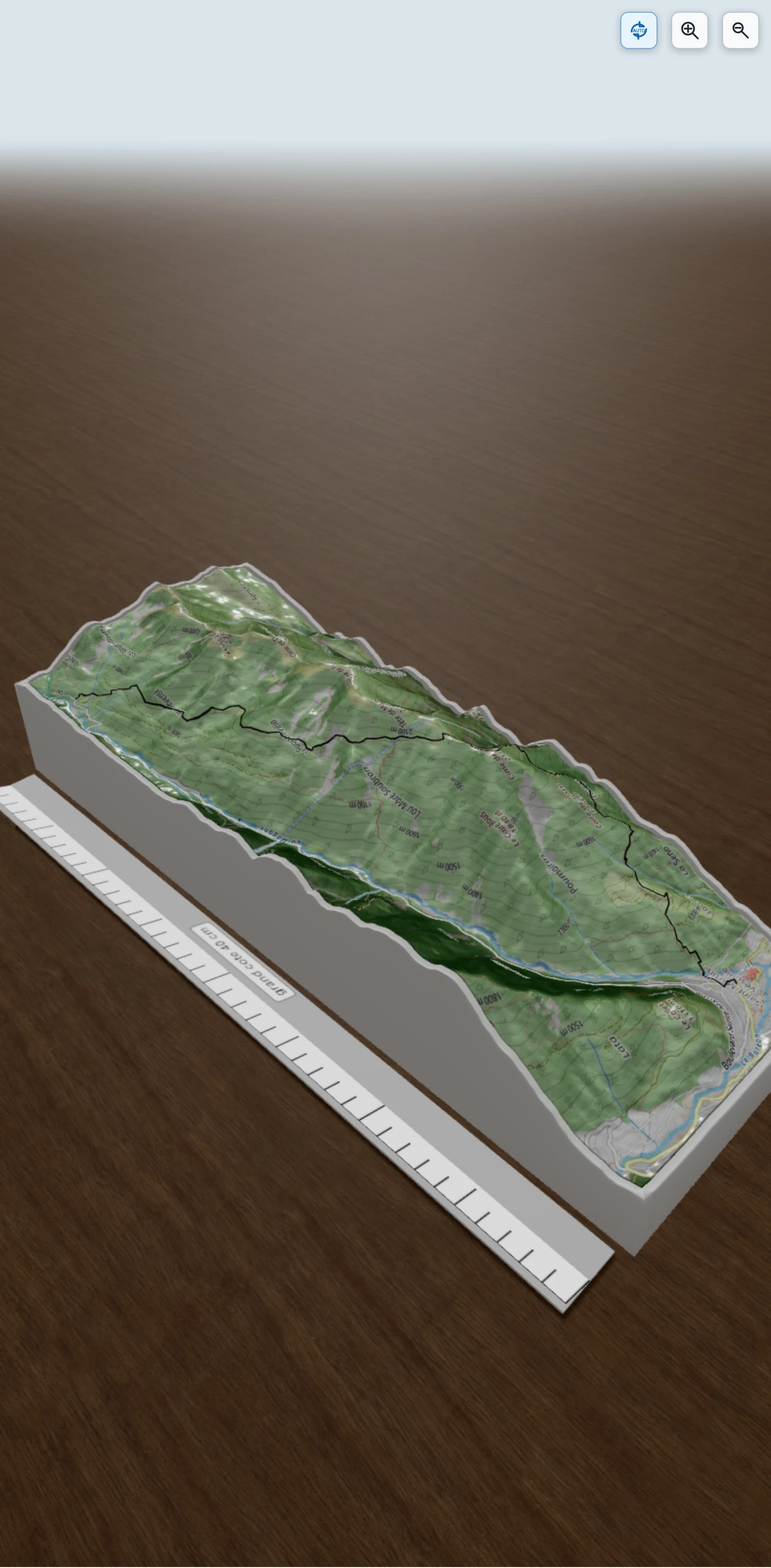 Carte en relief 3D de la palu - Vallon de la Madone, avec relief topographique