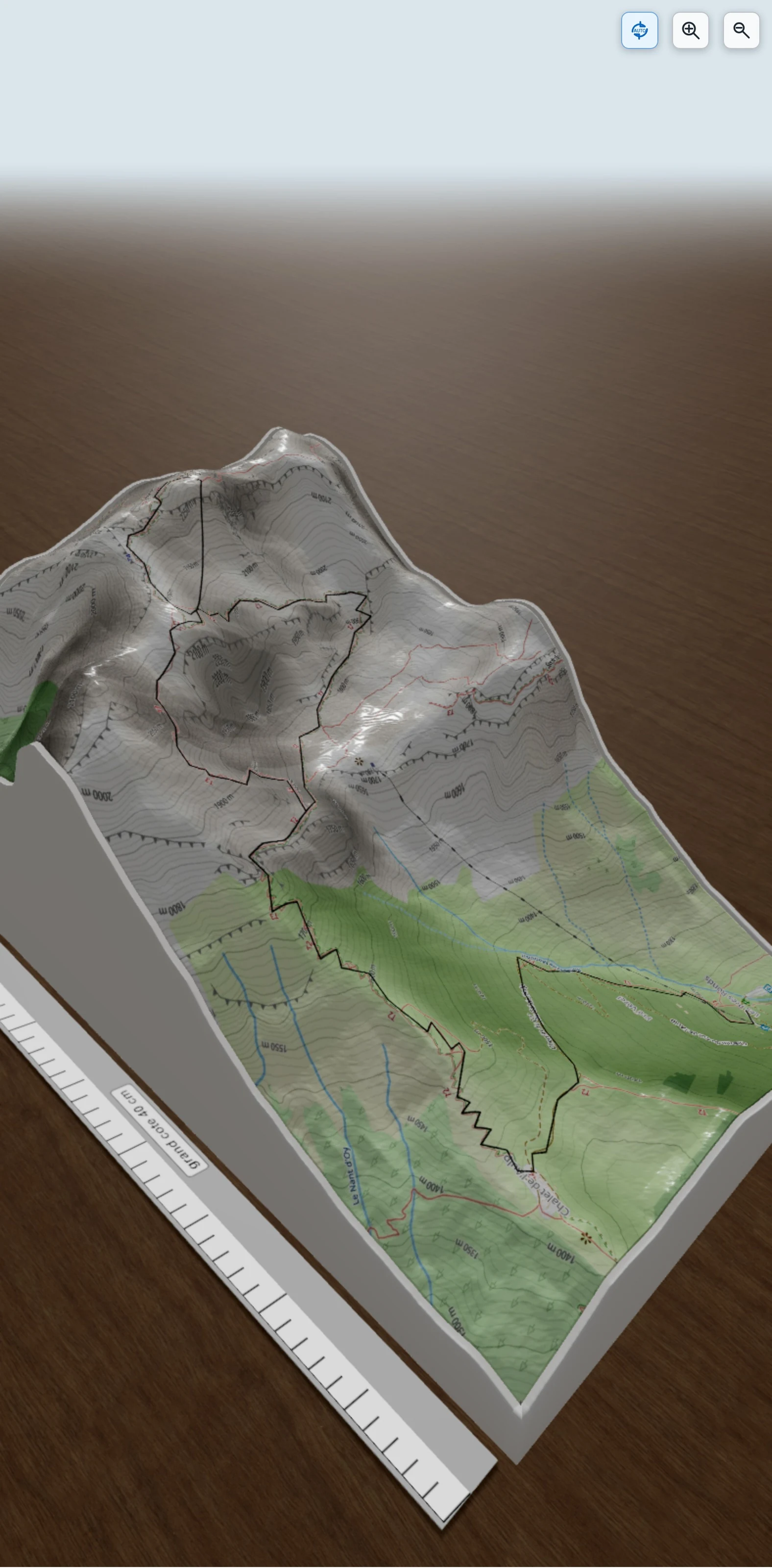 Carte en relief 3D de La Tournette (2351m) par le chalet de l?Aulp, avec relief topographique