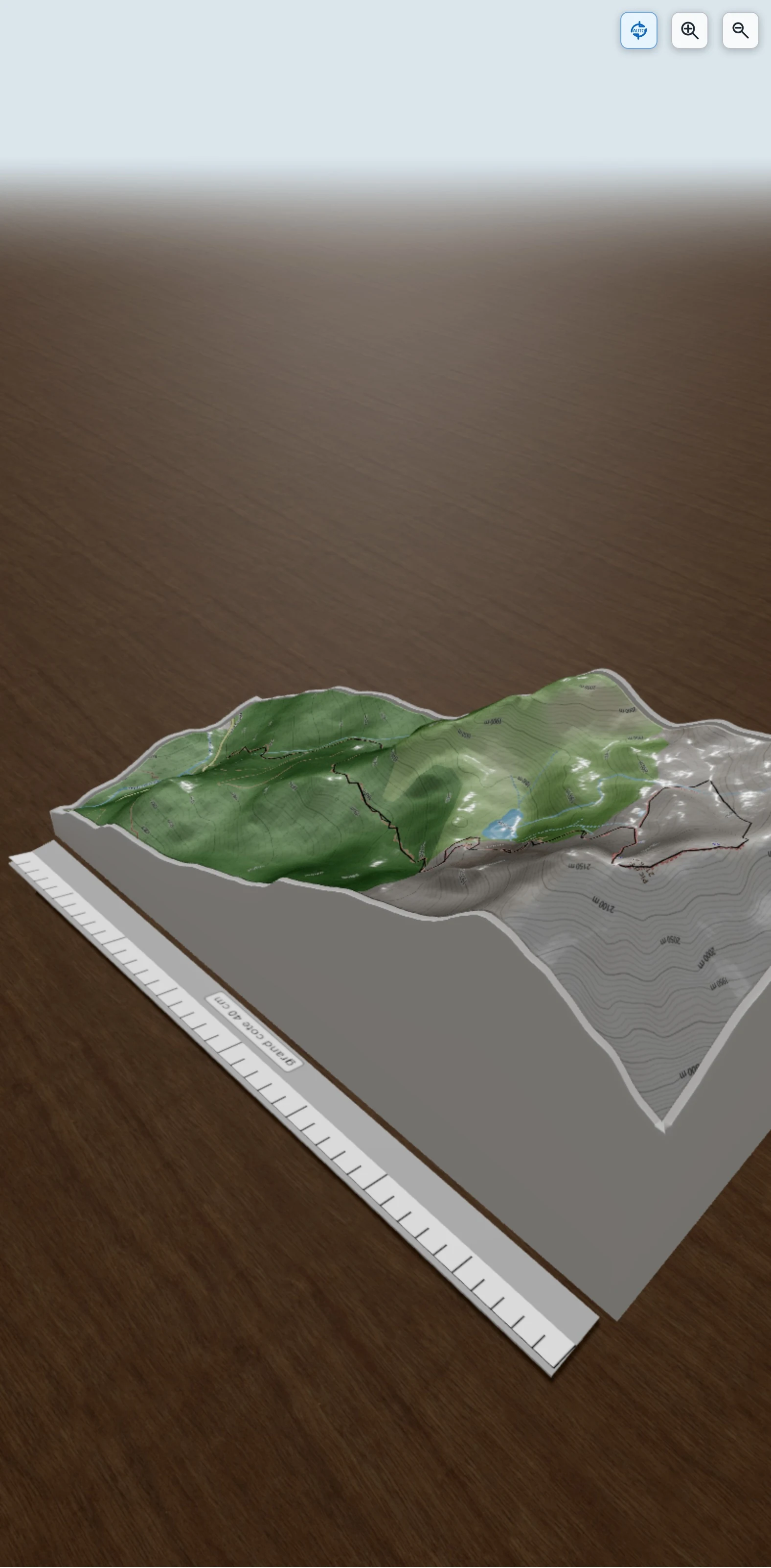Carte en relief 3D de Lac, cabane et pic d'ER, avec relief topographique