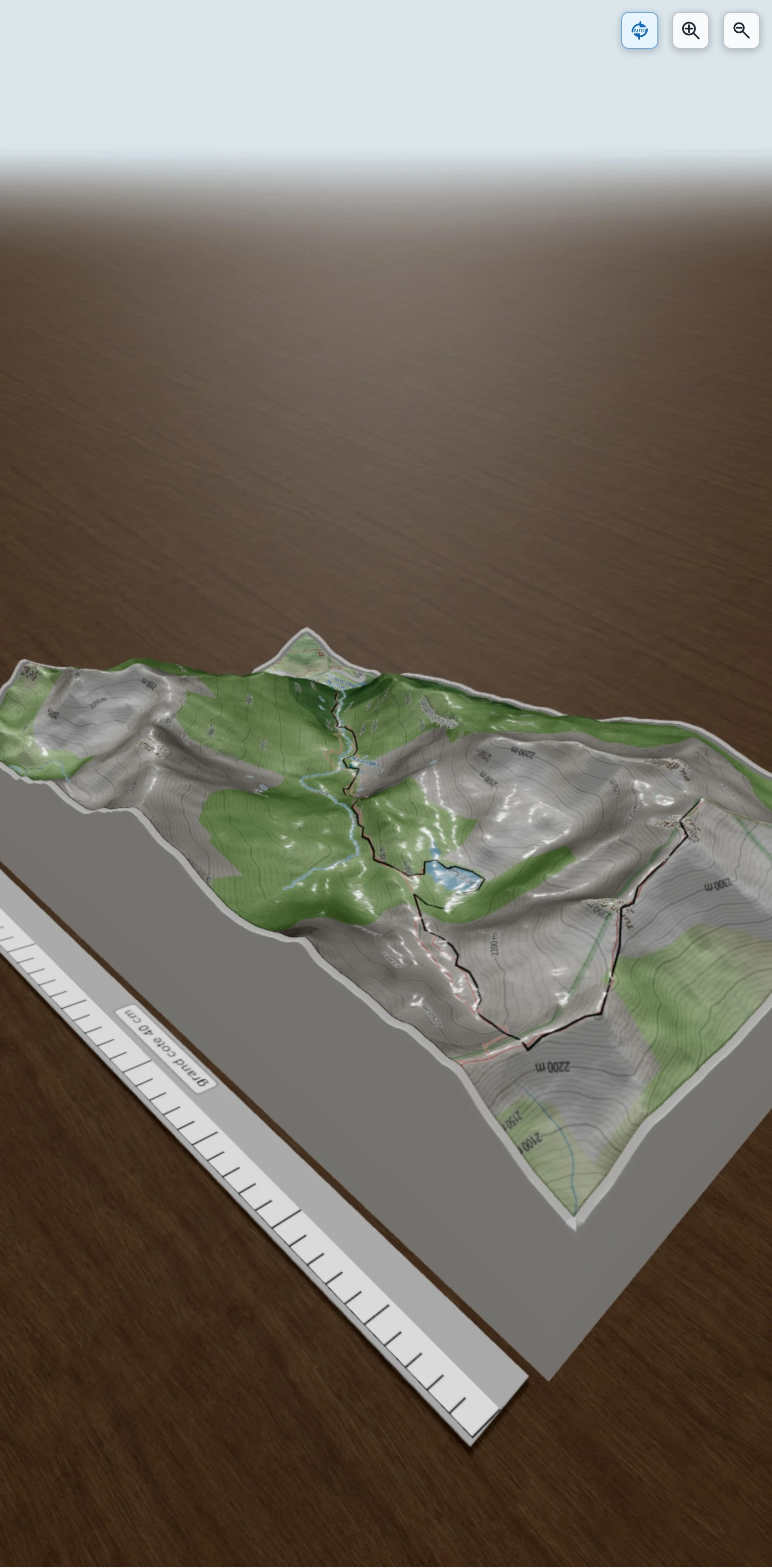 Carte en relief 3D de Lac d'Aule, avec relief topographique