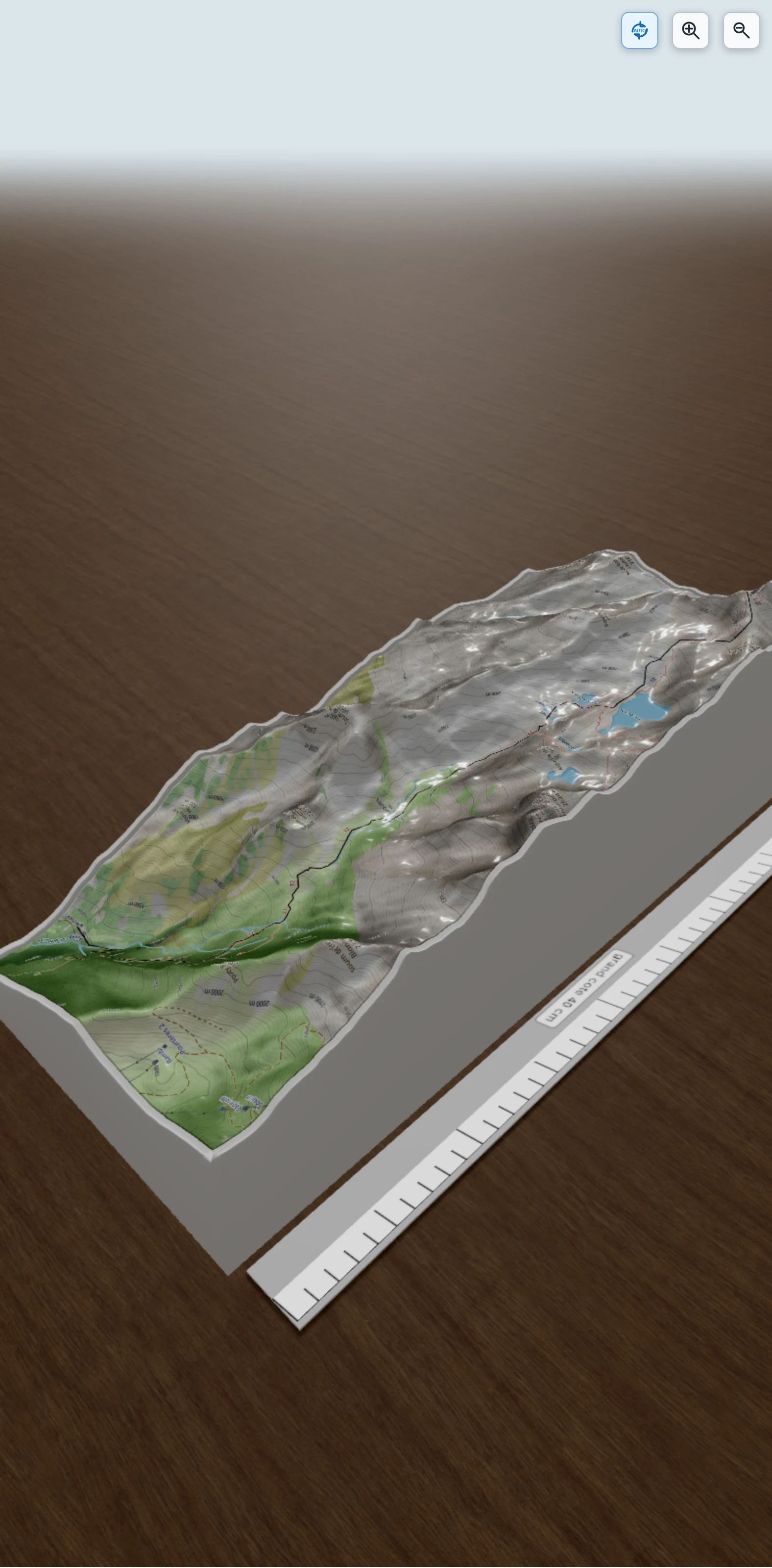 Carte en relief 3D de Lacs et pic d'Ardiden, avec relief topographique