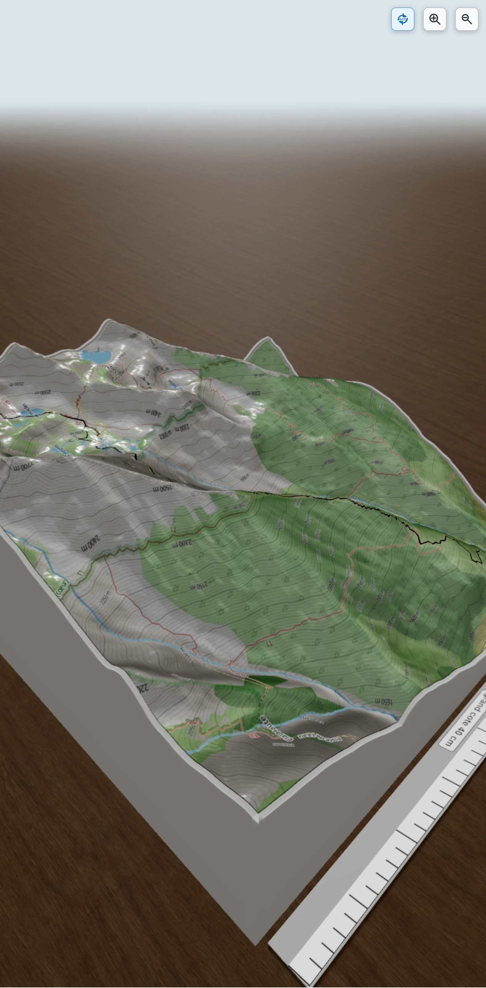 Carte en relief 3D de Lacs Varicles et de Ténibre, avec relief topographique