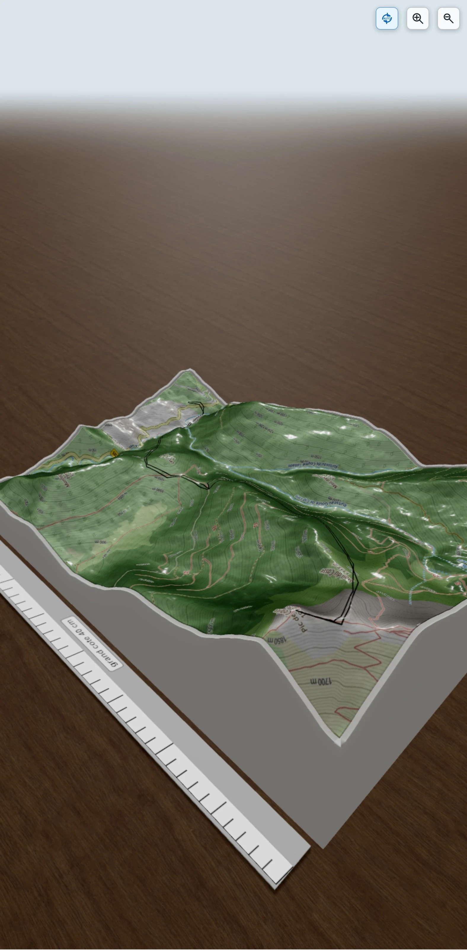 Carte en relief 3D de Le Cagire depuis Couledoux, avec relief topographique