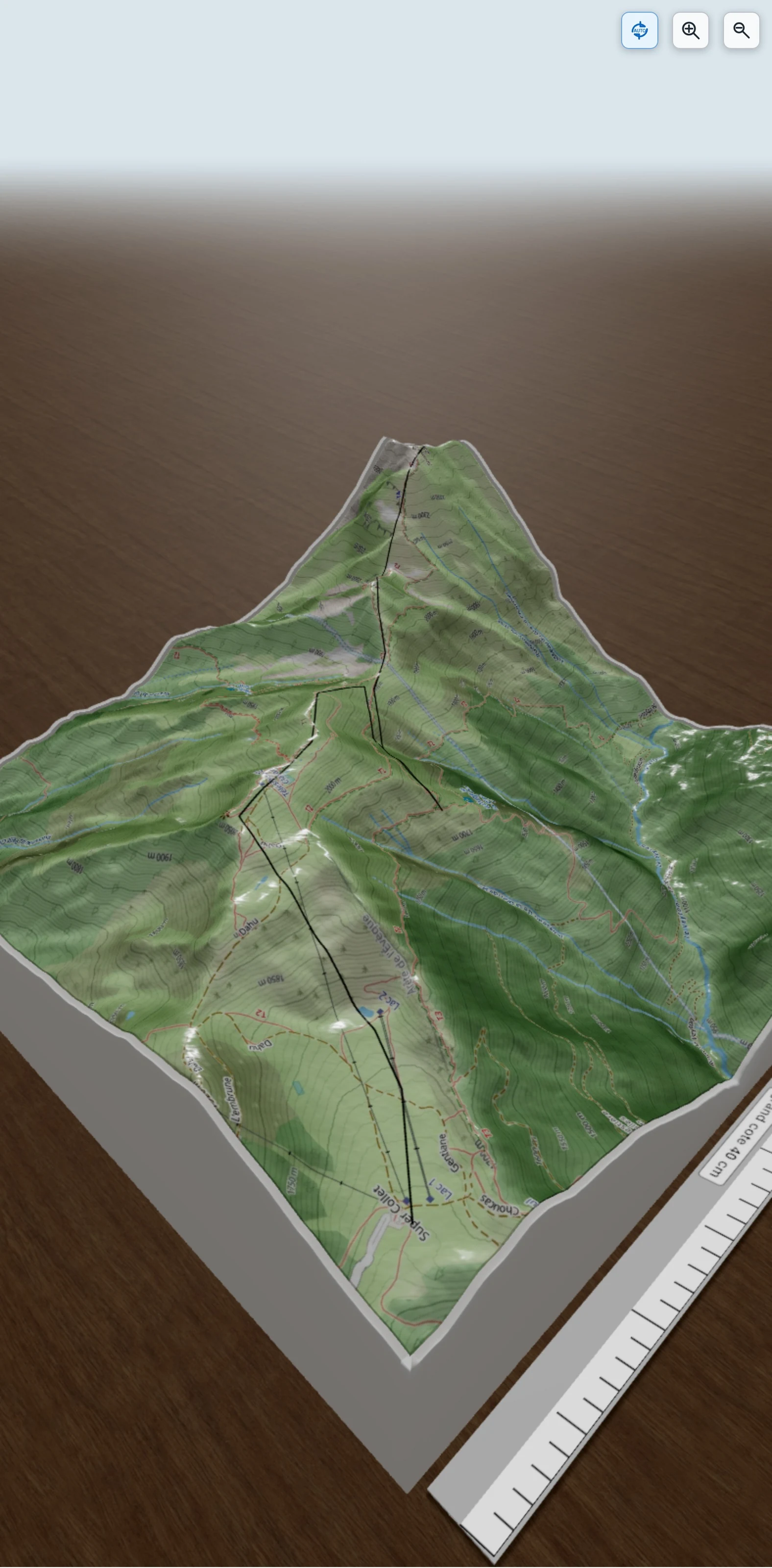 Carte en relief 3D de Le Grand Charnier par col de Claran, avec relief topographique
