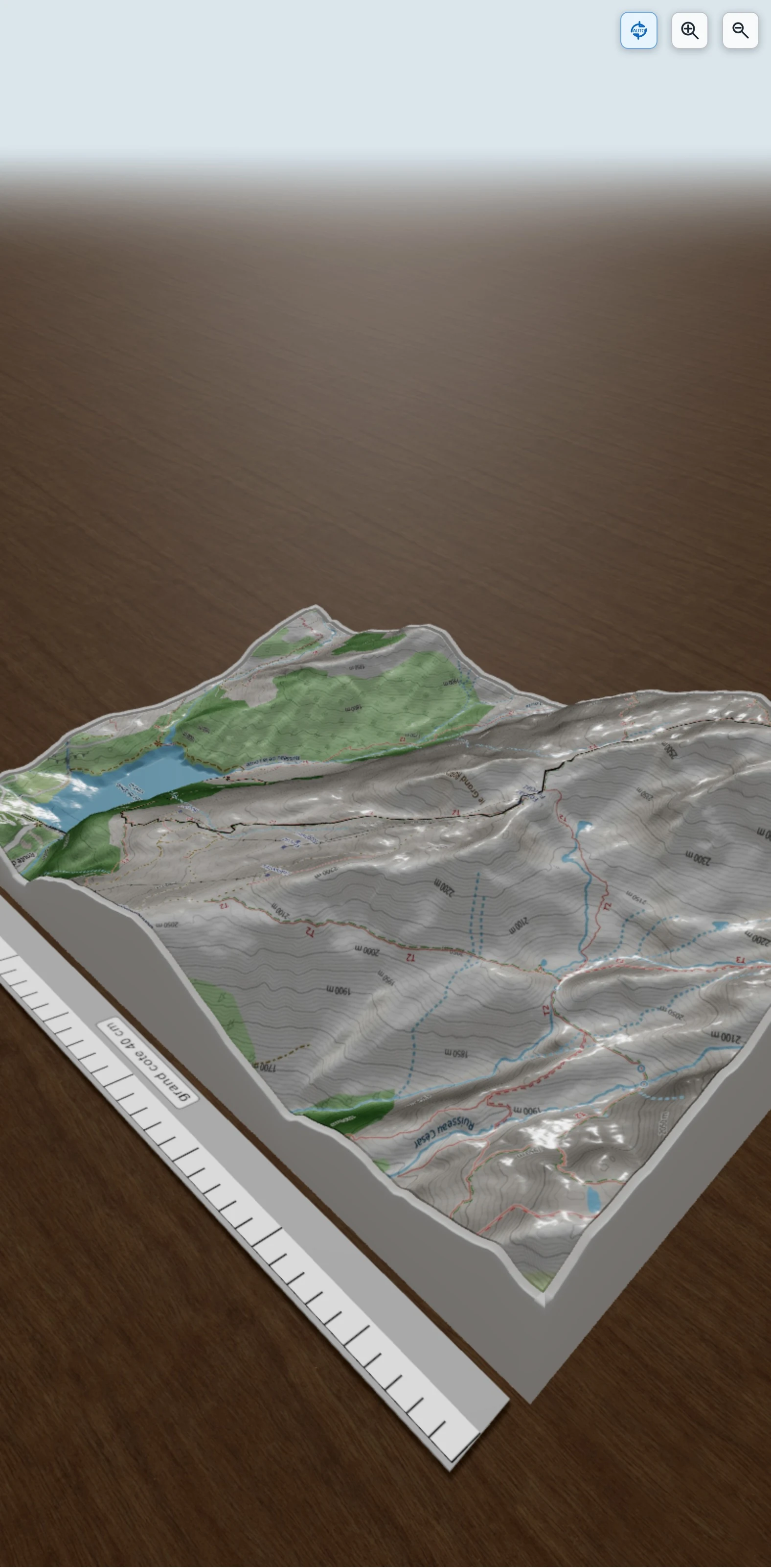 Carte en relief 3D de Le Grand Mont à partir du barrage de Saint-Guérin, avec relief topographique